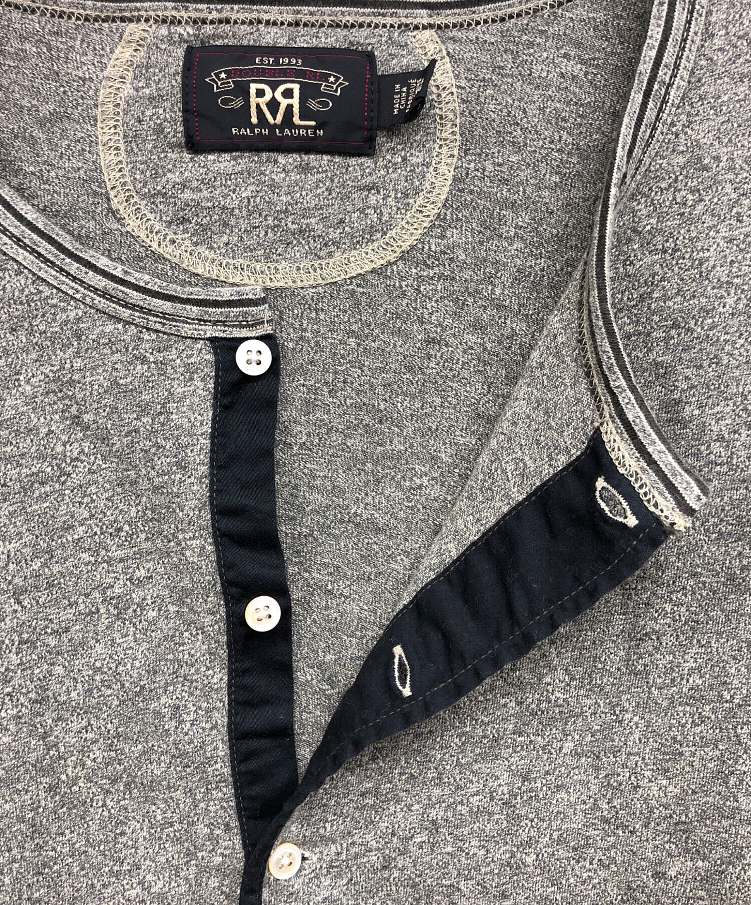 RRL グレー ヘンリーネック XL 中古・古着通販】RRL (ダブルアールエル) ヘンリーネックカットソー