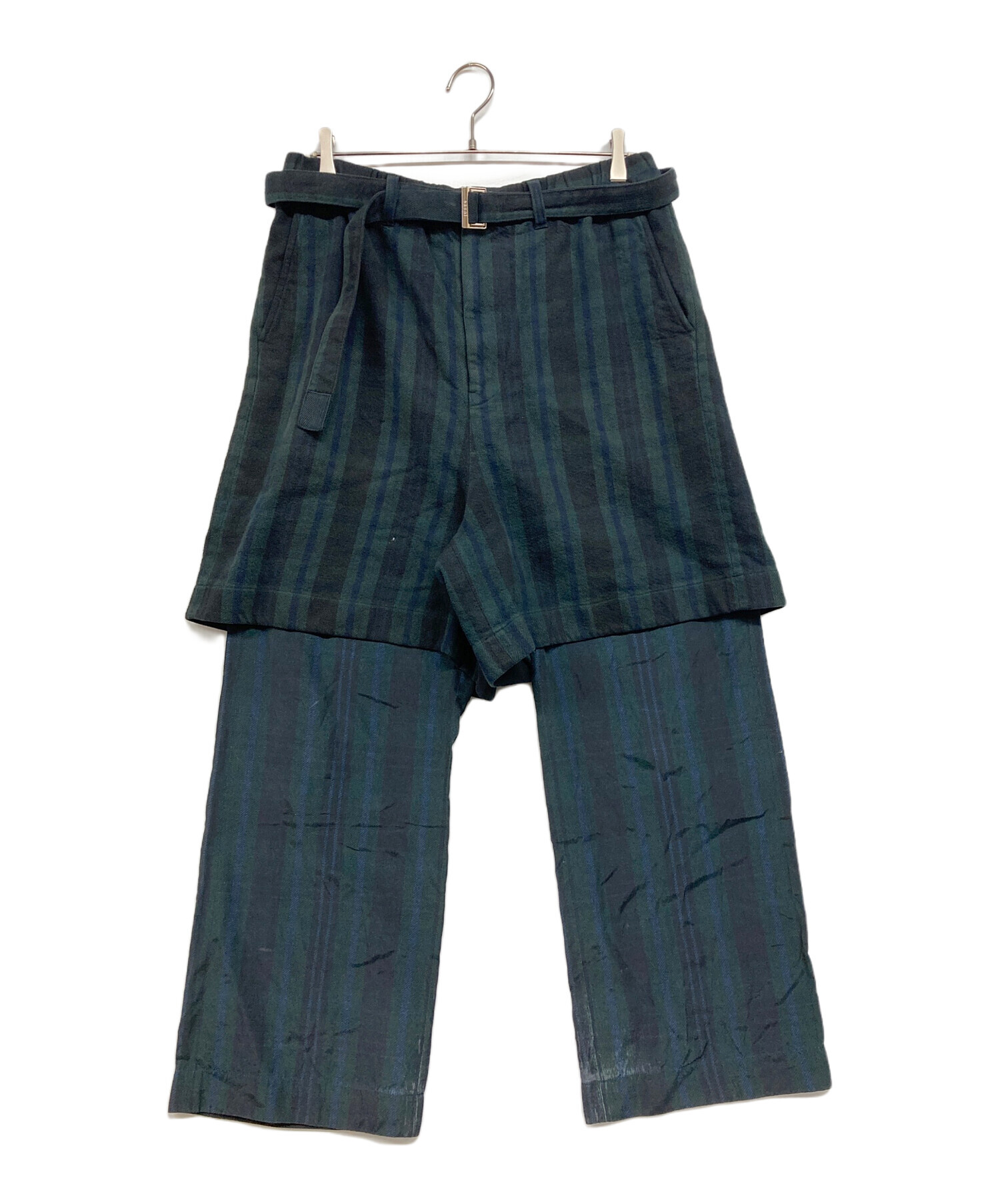 中古・古着通販】sacai (サカイ) Plaid Pants グリーン サイズ:1