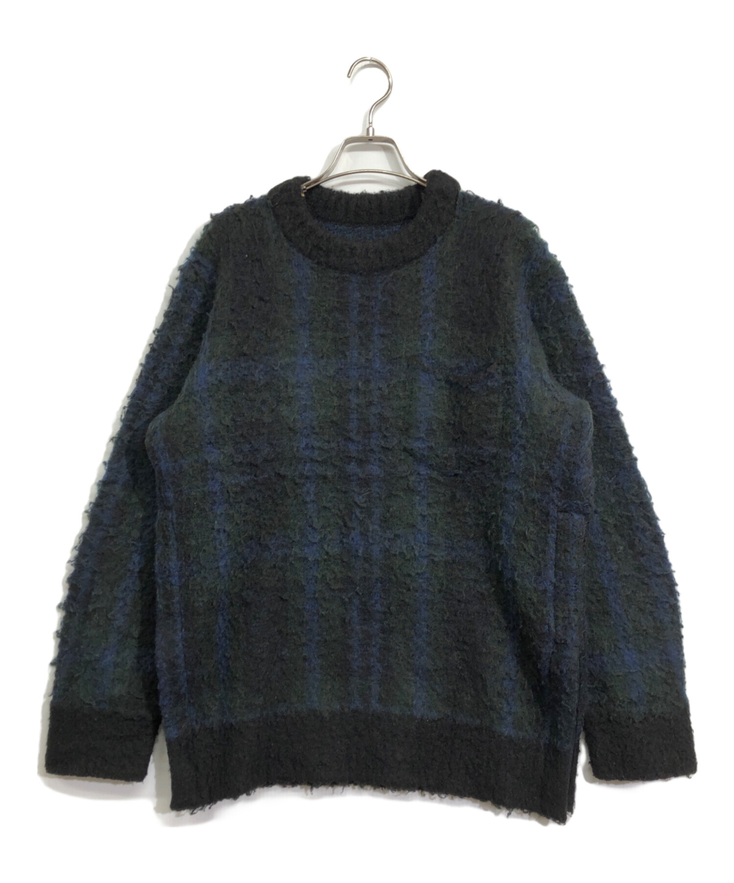 中古・古着通販】sacai (サカイ) Plaid Knit Sweater ネイビー サイズ 
