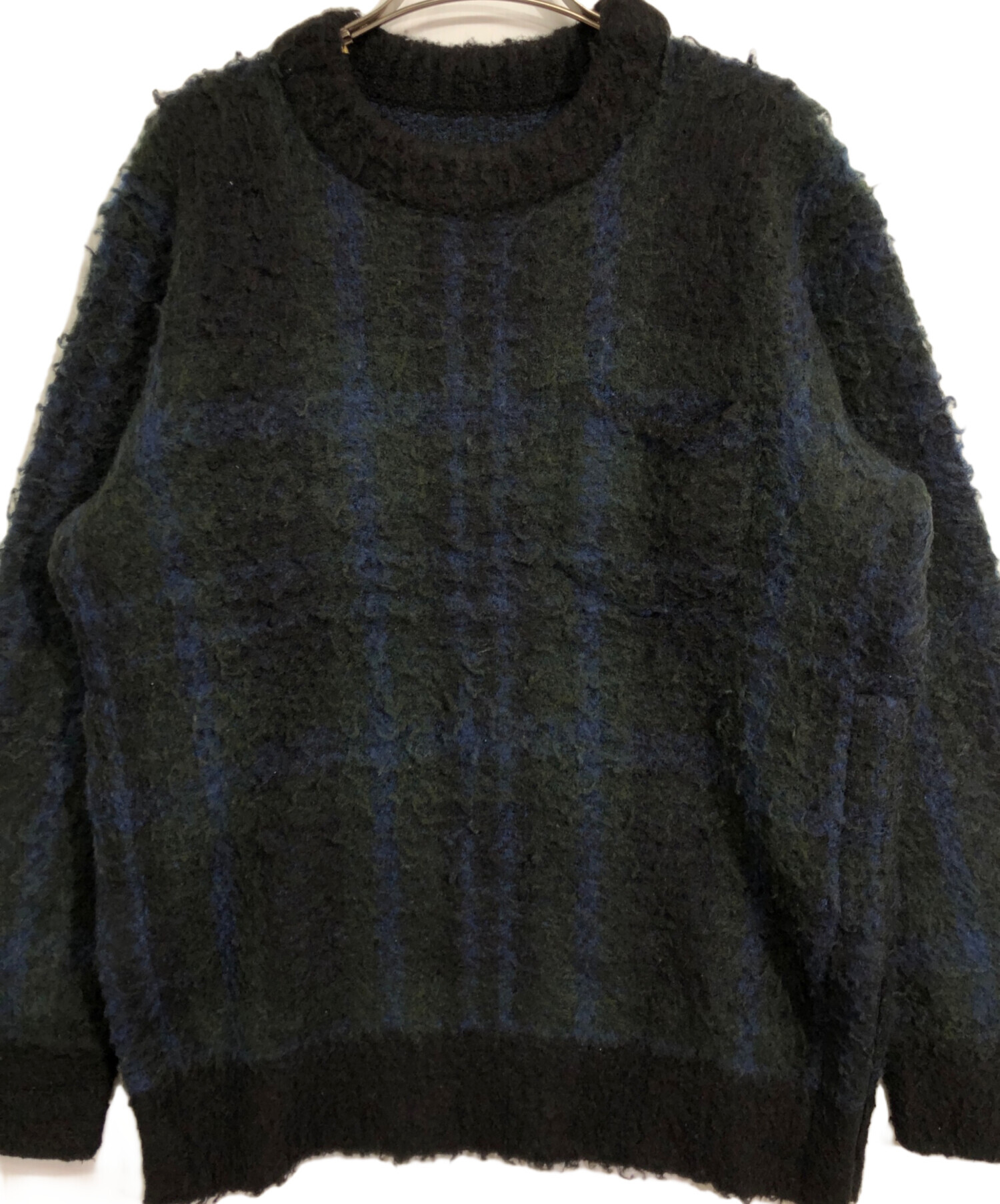 中古・古着通販】sacai (サカイ) Plaid Knit Sweater ネイビー サイズ 