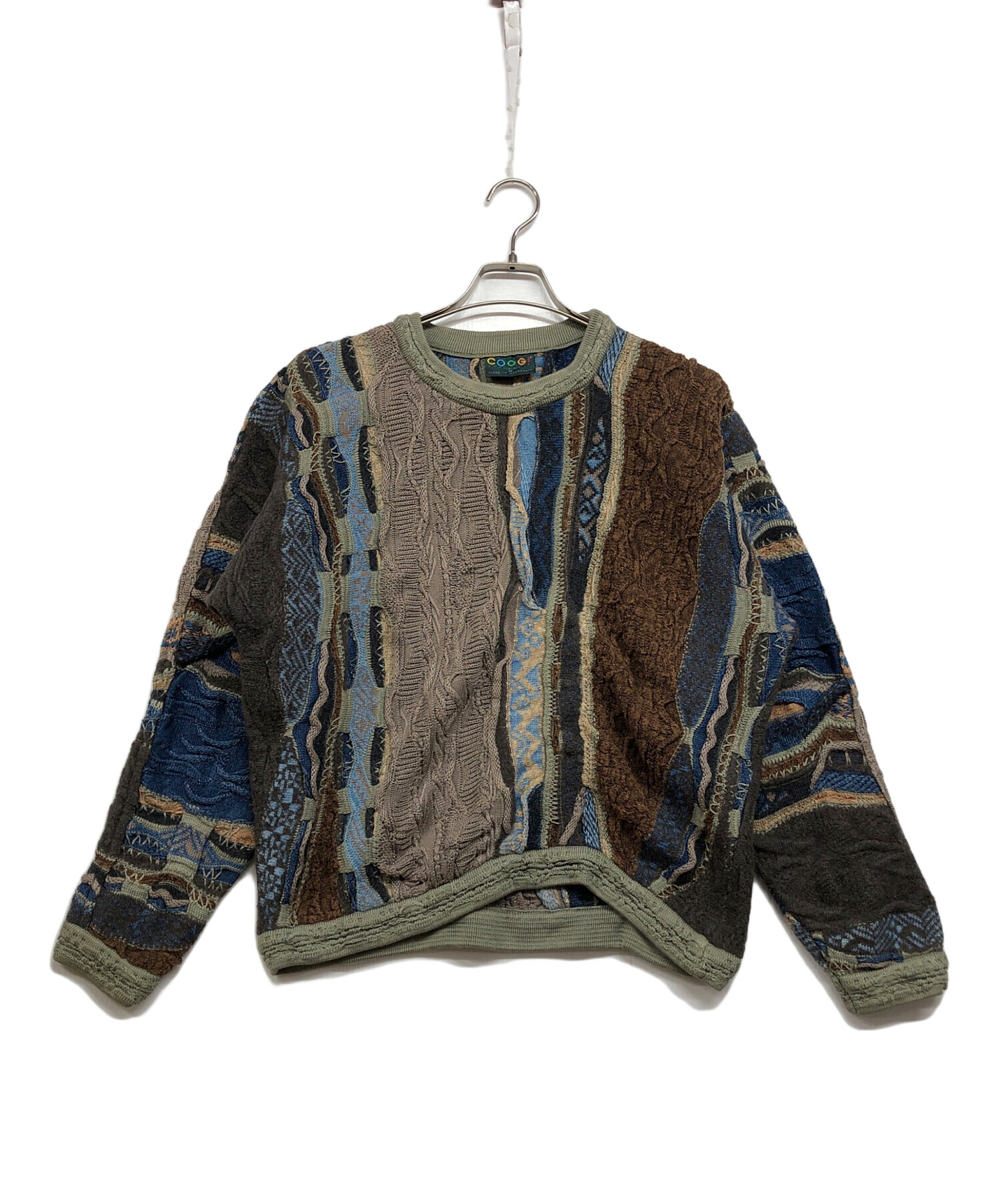 中古・古着通販】COOGI (クージー) 3Dニット グリーン×ブラウン サイズ