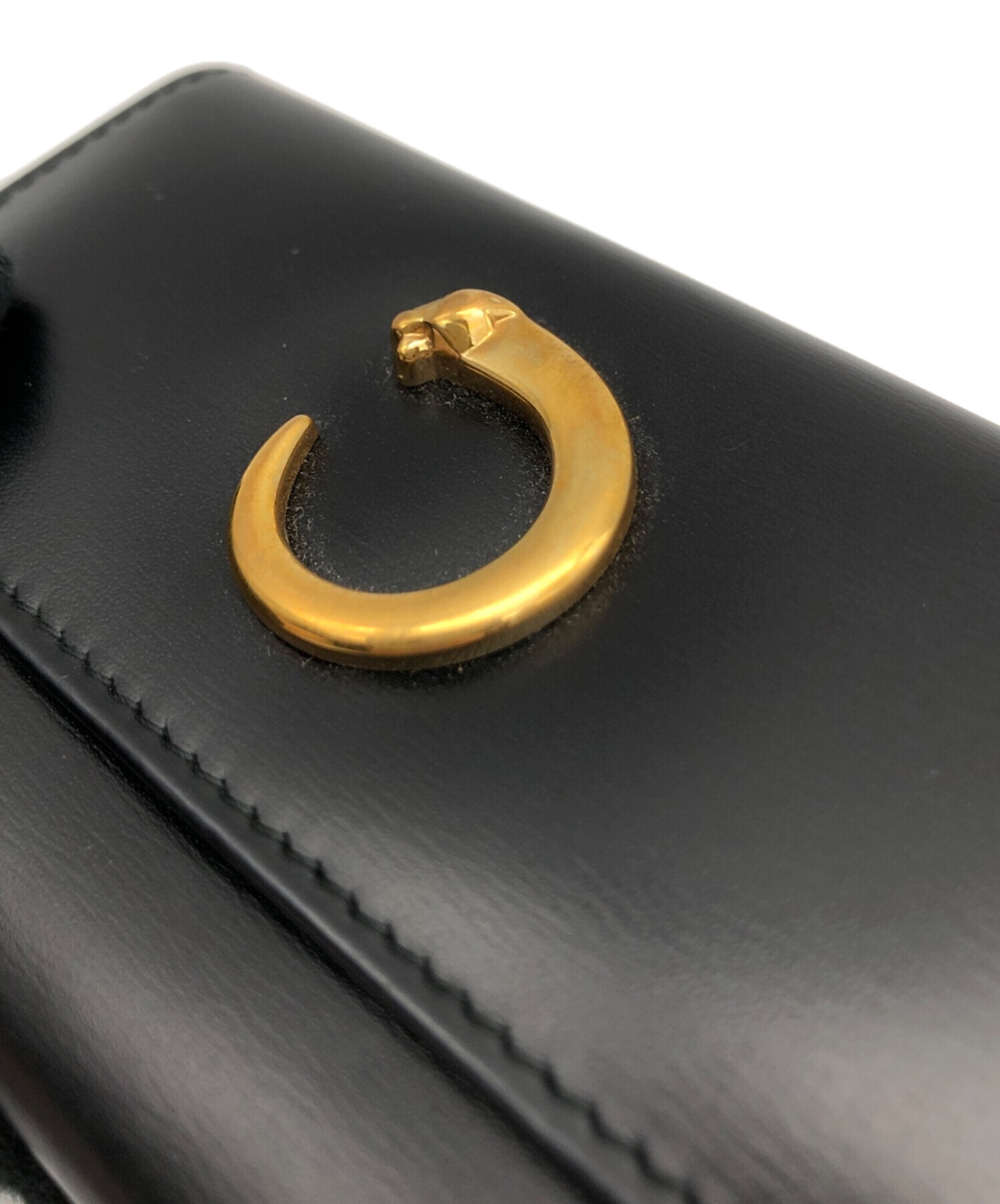 【未使用保管】 カルティエ 名刺入れ レザーブラック ゴールドロゴ 中古・古着通販】Cartier (カルティエ) 名刺入れ ブラック｜ブランド