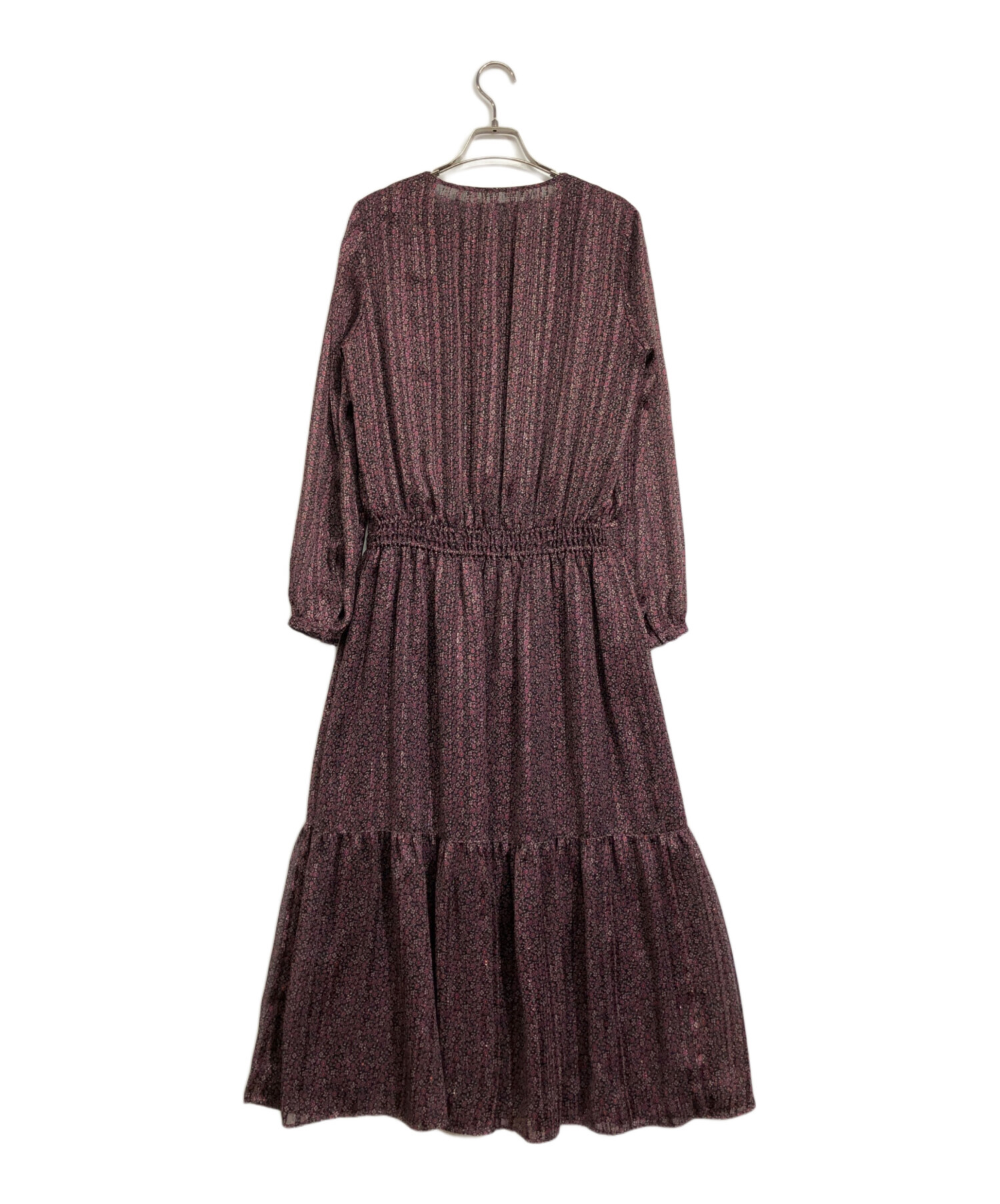 Leilian レリアン ロング ワンピース フェイクスエード ウール ニット9 中古・古着通販】Leilian (レリアン) 長袖ワンピース パープル サイズ