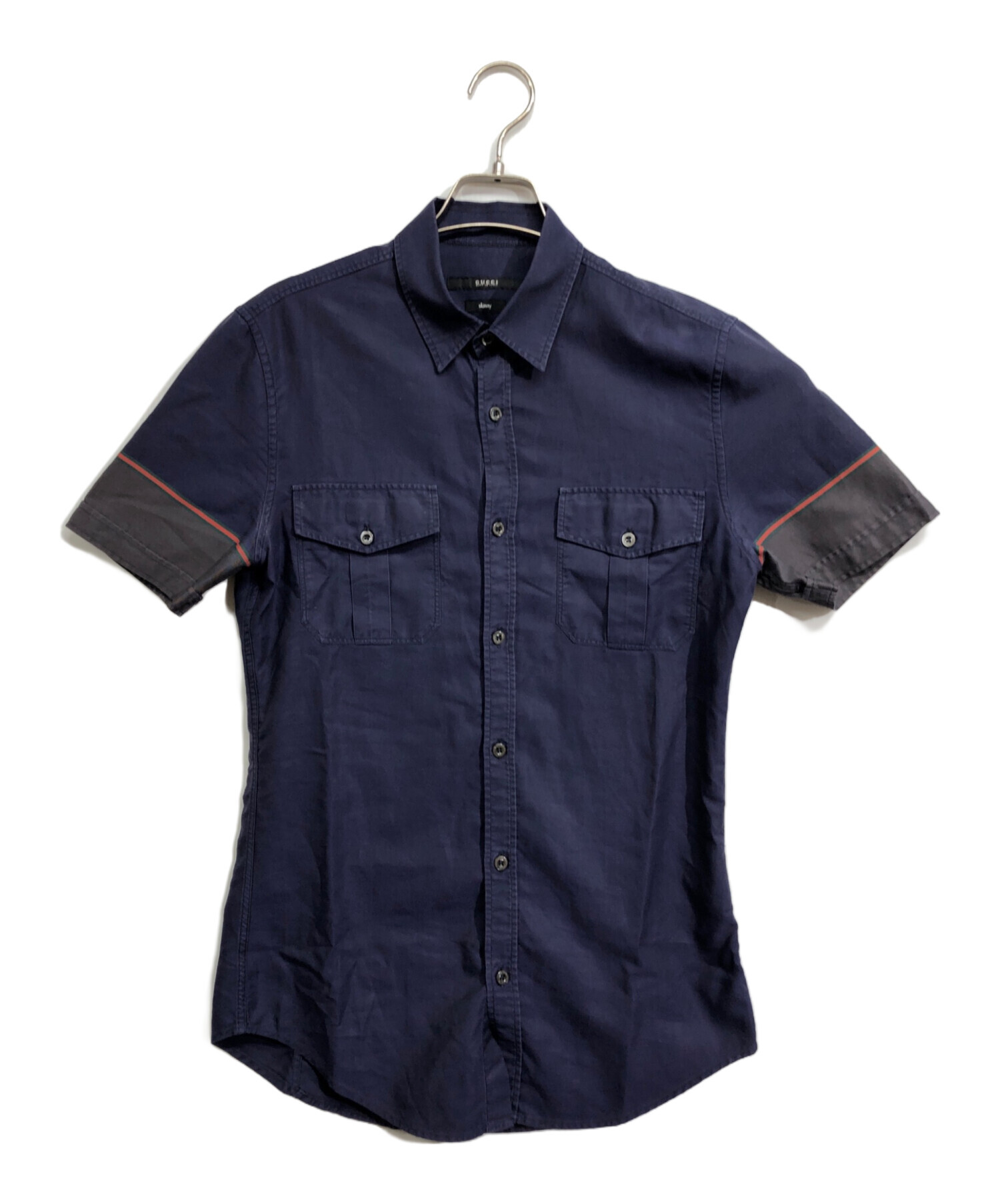中古・古着通販】GUCCI (グッチ) ダブルポケット半袖シャツ ネイビー