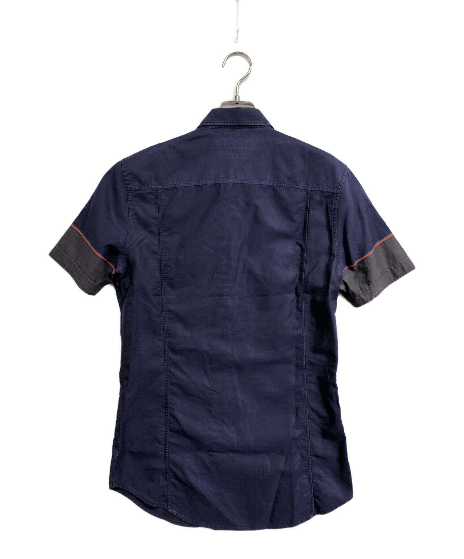 中古・古着通販】GUCCI (グッチ) ダブルポケット半袖シャツ ネイビー