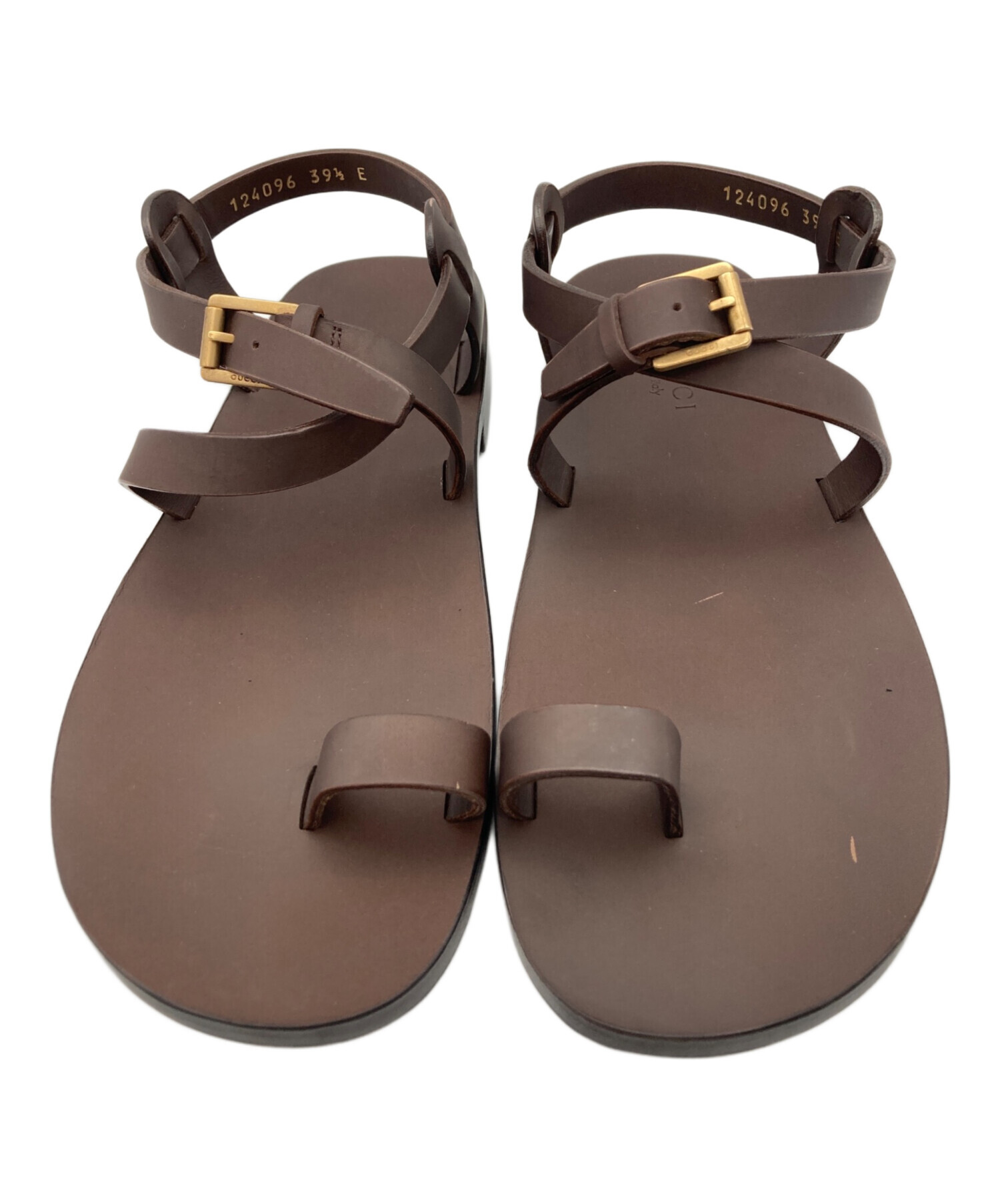 中古・古着通販】GUCCI (グッチ) レザーストラップサンダル ブラウン