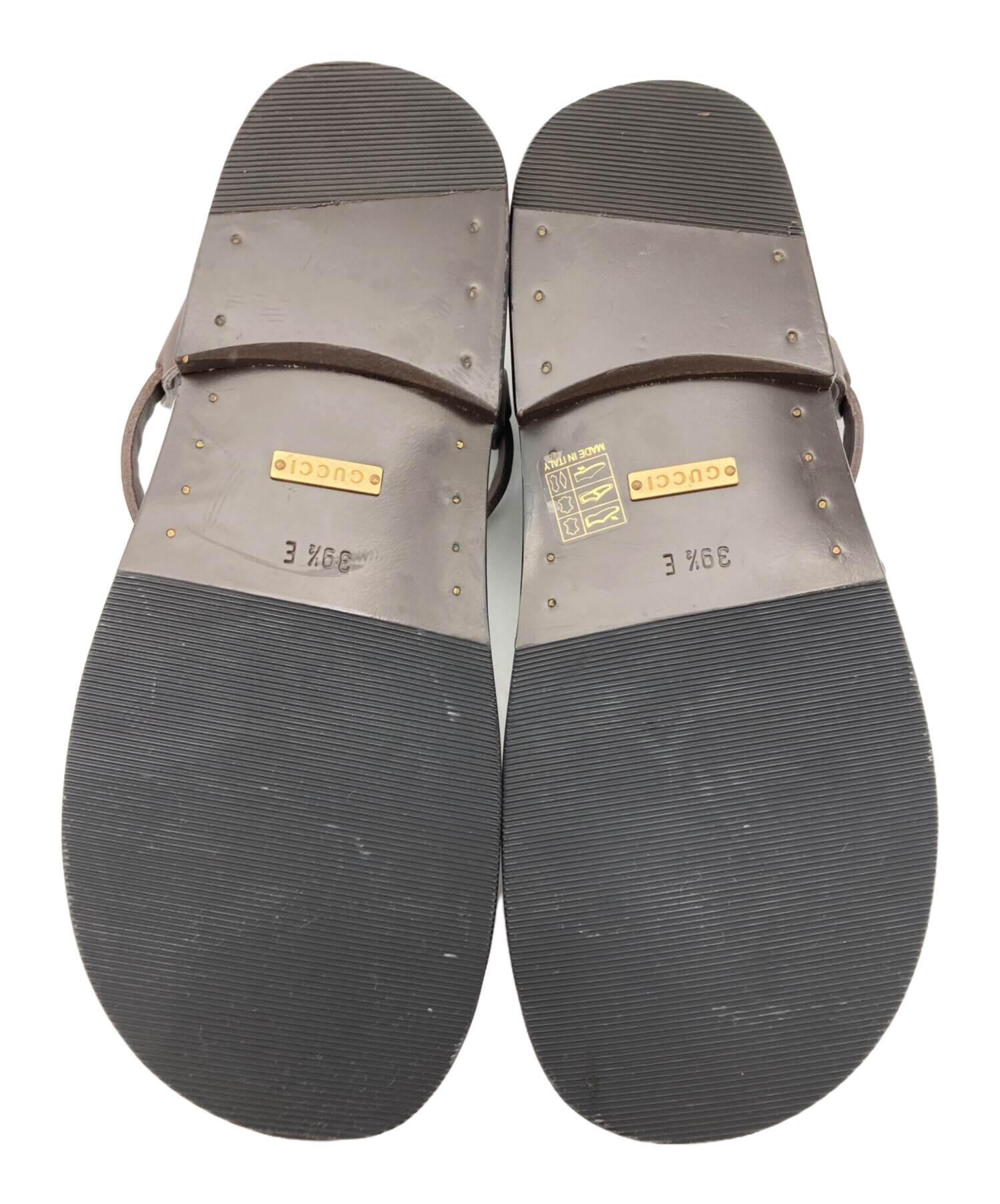 中古・古着通販】GUCCI (グッチ) レザーストラップサンダル ブラウン