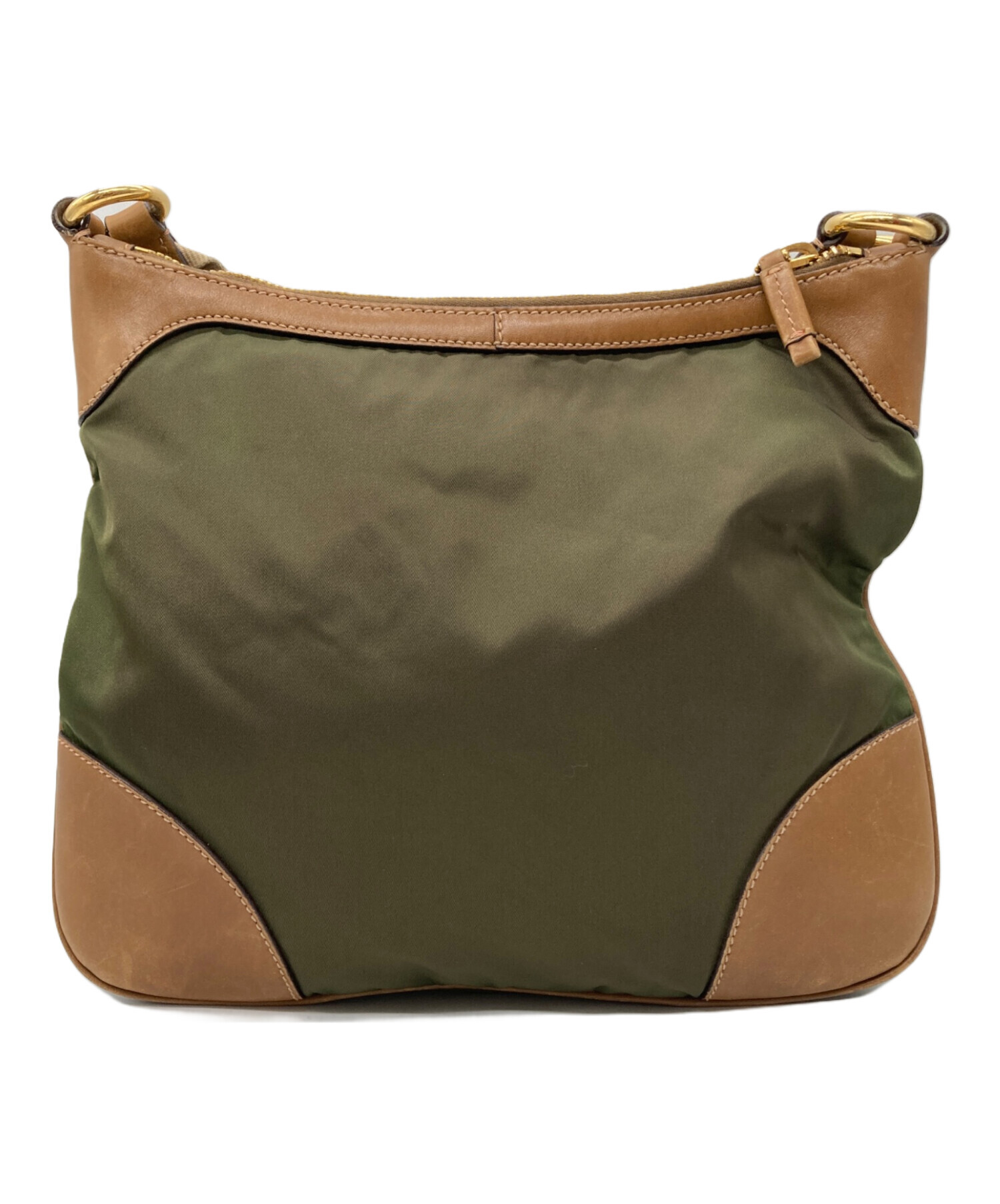PRADA ショルダーバッグ カーキ 中古・古着通販】PRADA (プラダ) ナイロンショルダーバッグ カーキ