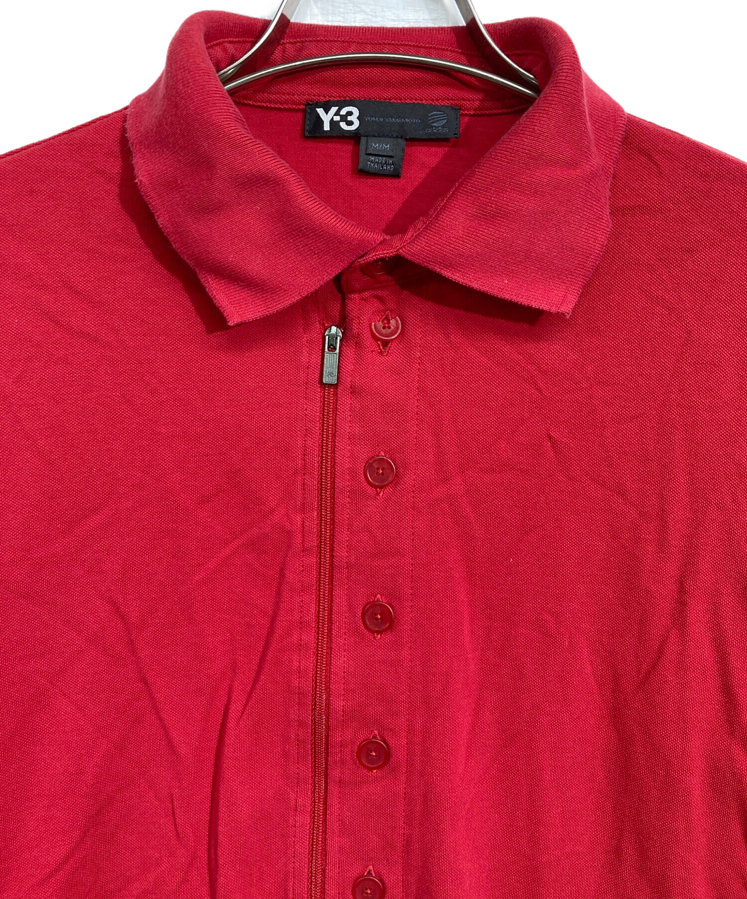 中古・古着通販】Y-3 (ワイスリー) ジップポロシャツ レッド サイズ:M 