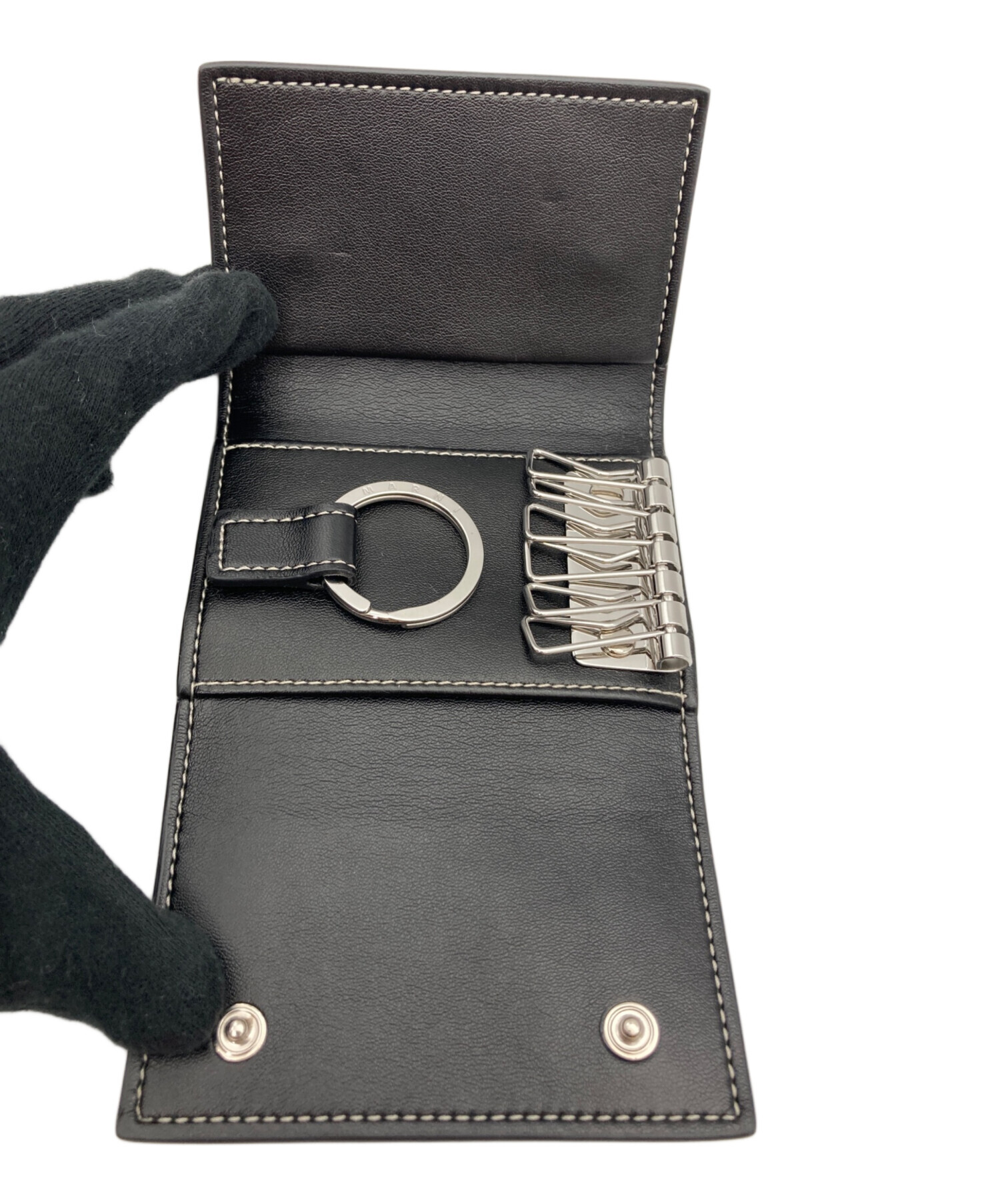 未使用に近い　マルニポーター ブラック レザー キーケース 中古・古着通販】MARNI (マルニ) キーケース ブラック｜ブランド・古着