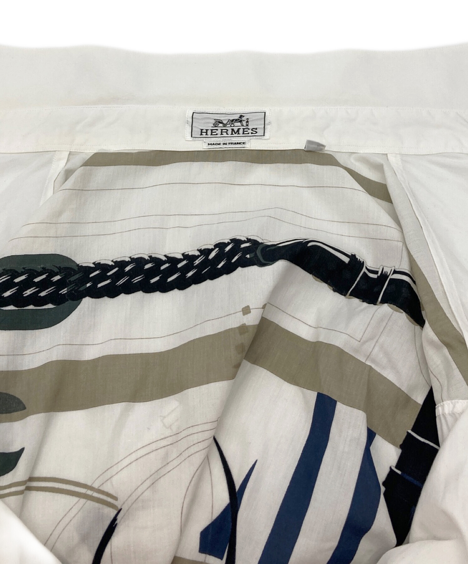 中古・古着通販】HERMES (エルメス) セリエ釦バックプリントシャツ 