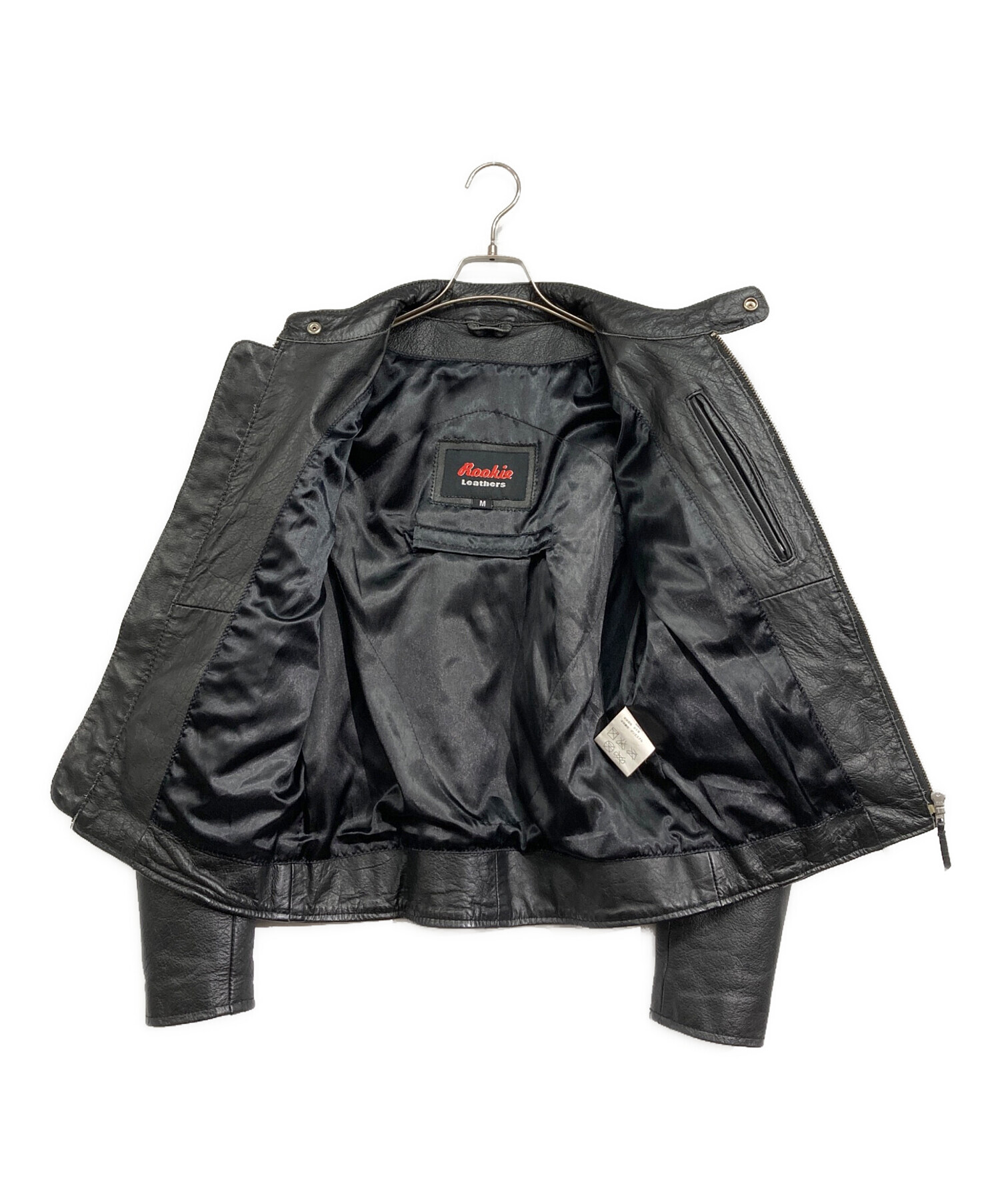 Rookie Leathersレザーライダースジャケット 黒/白 ストライプ Rookie