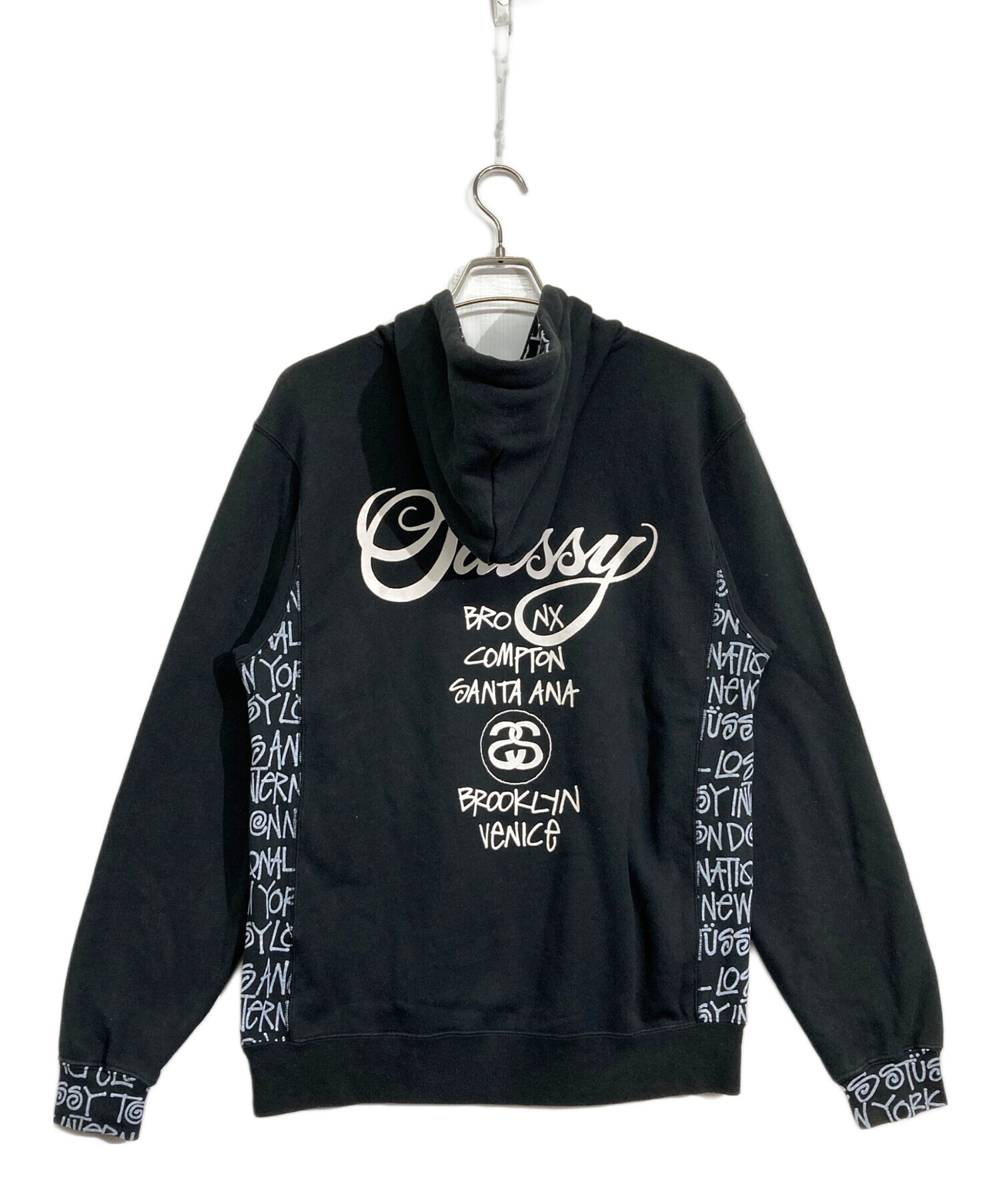 ステューシー WORLD TOUR ワールドツアー L ブラック パーカー STUSSY