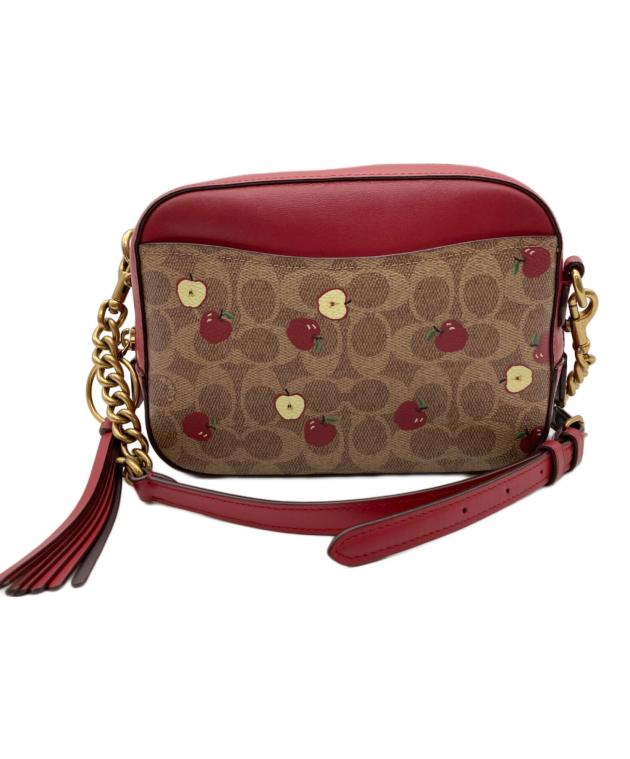 COACH ショルダーバッグ ベージュ/レッド COACH コーチ ホーボー  