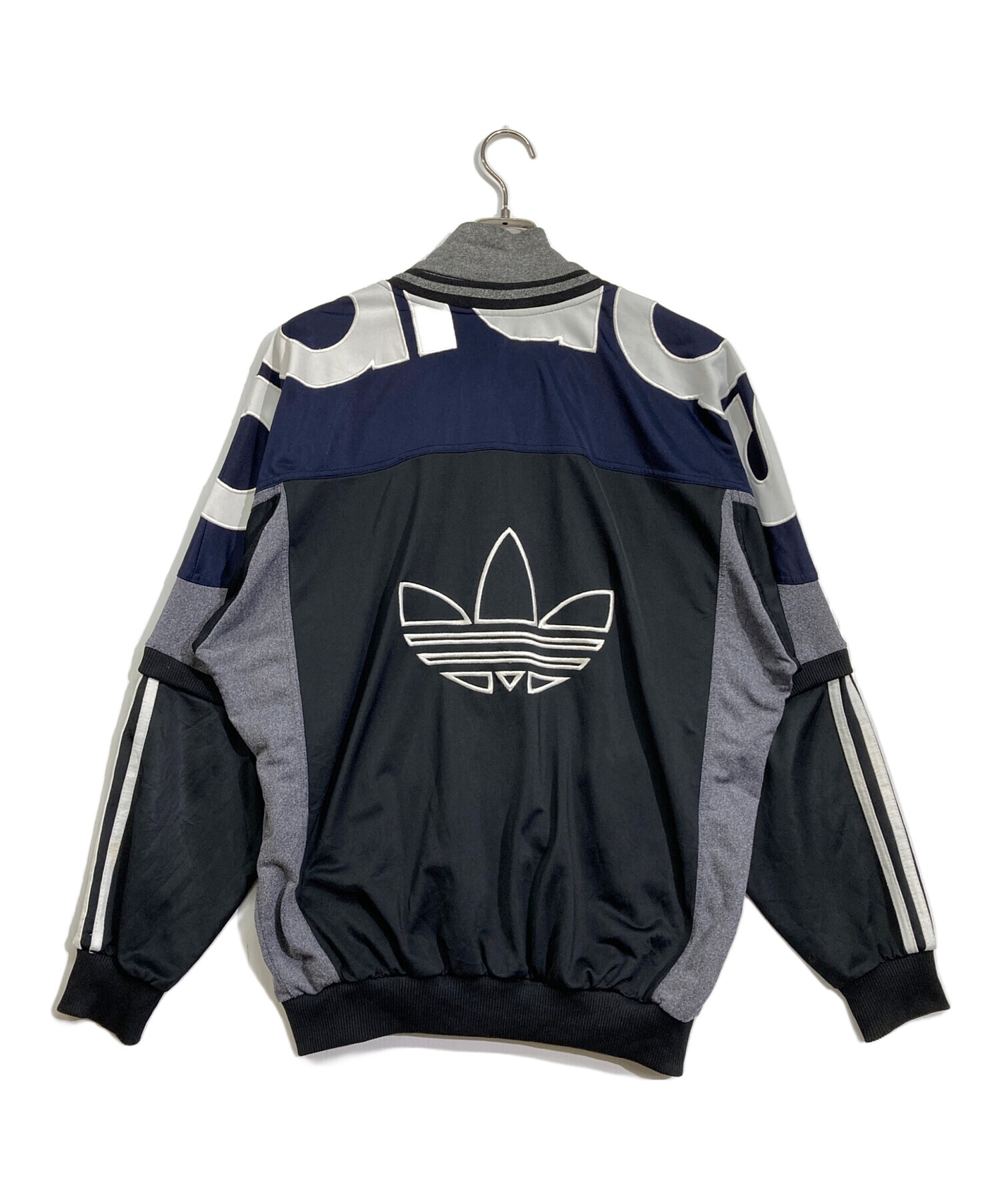 adidas ジップアップジャケット 黒/青グレー　M  新品未使用 中古・古着通販】adidas (アディダス) トラックジャケット ブラック