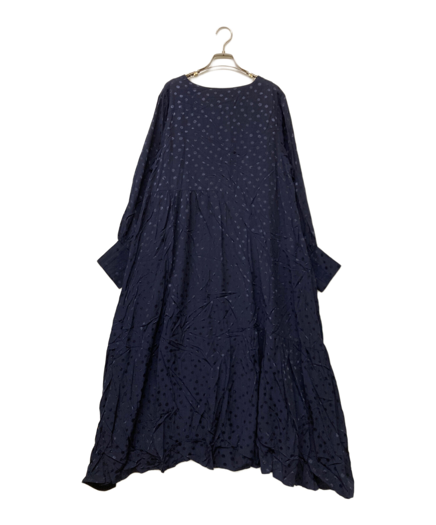 SUMI STYLE スミスタイル ピンタック Vネックワンピース ブルー F 中古・古着通販】SUMI STYLE (スミ スタイル) ドット柄フレア