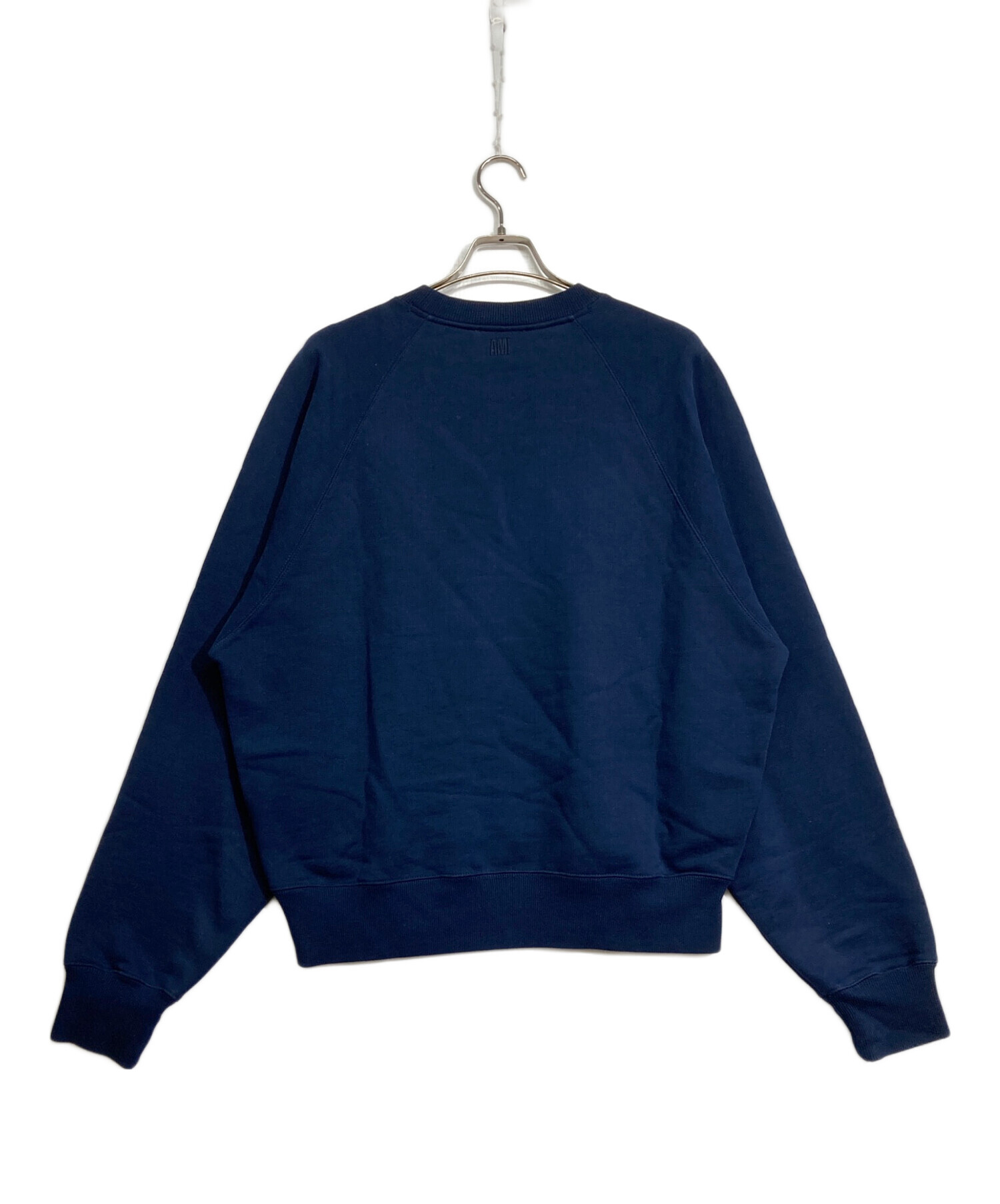 アミパリス スウェット トレーナー ネイビー 刺繍 中古・古着通販】ami (アミ) 刺繍ロゴスウェット ネイビー