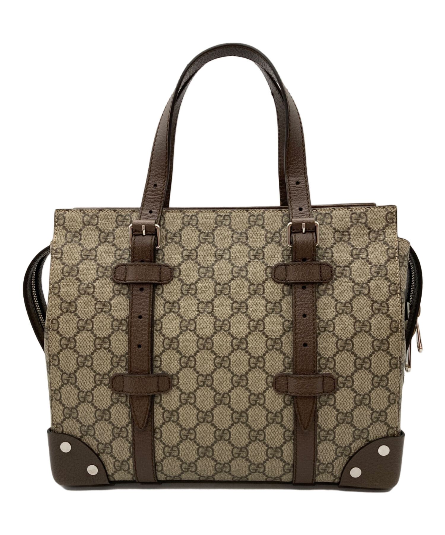 中古・古着通販】GUCCI (グッチ) スクエアトートバッグ ブラウン