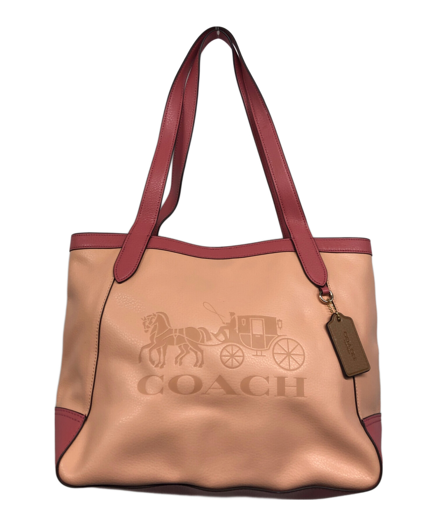 中古・古着通販】COACH (コーチ) バイカラーレザートートバッグ ピンク 