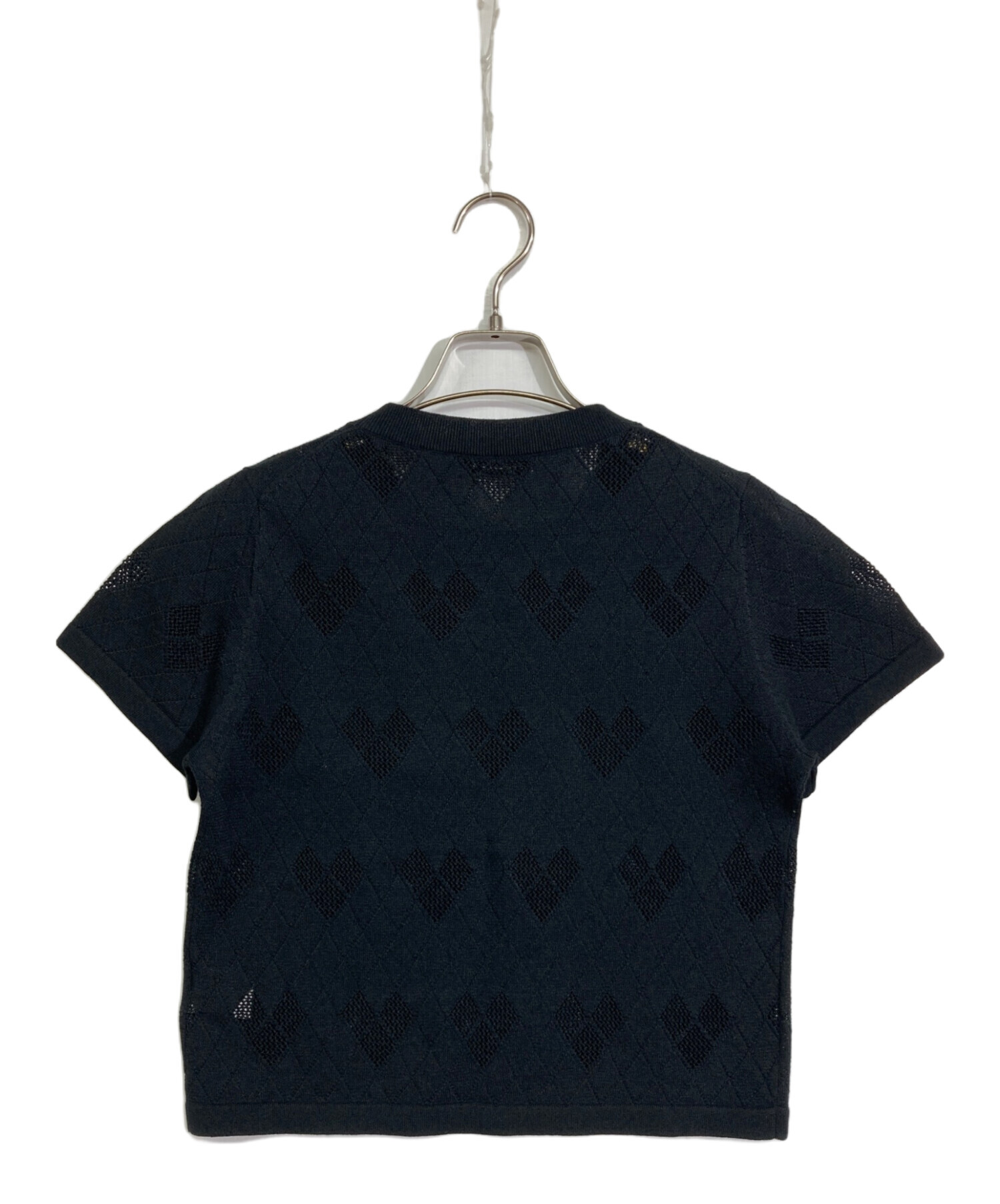 中古・古着通販】NKNIT (ンニット) メッシュハートニット ブラック