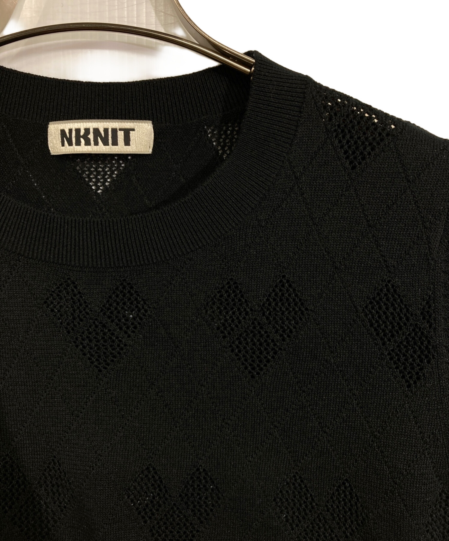 中古・古着通販】NKNIT (ンニット) メッシュハートニット ブラック