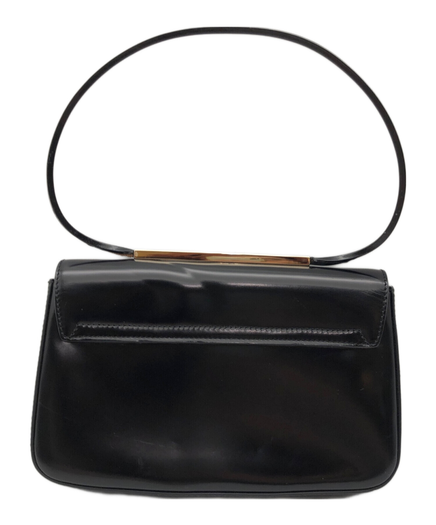 中古・古着通販】GUCCI (グッチ) エナメルハンドバッグ ブラック