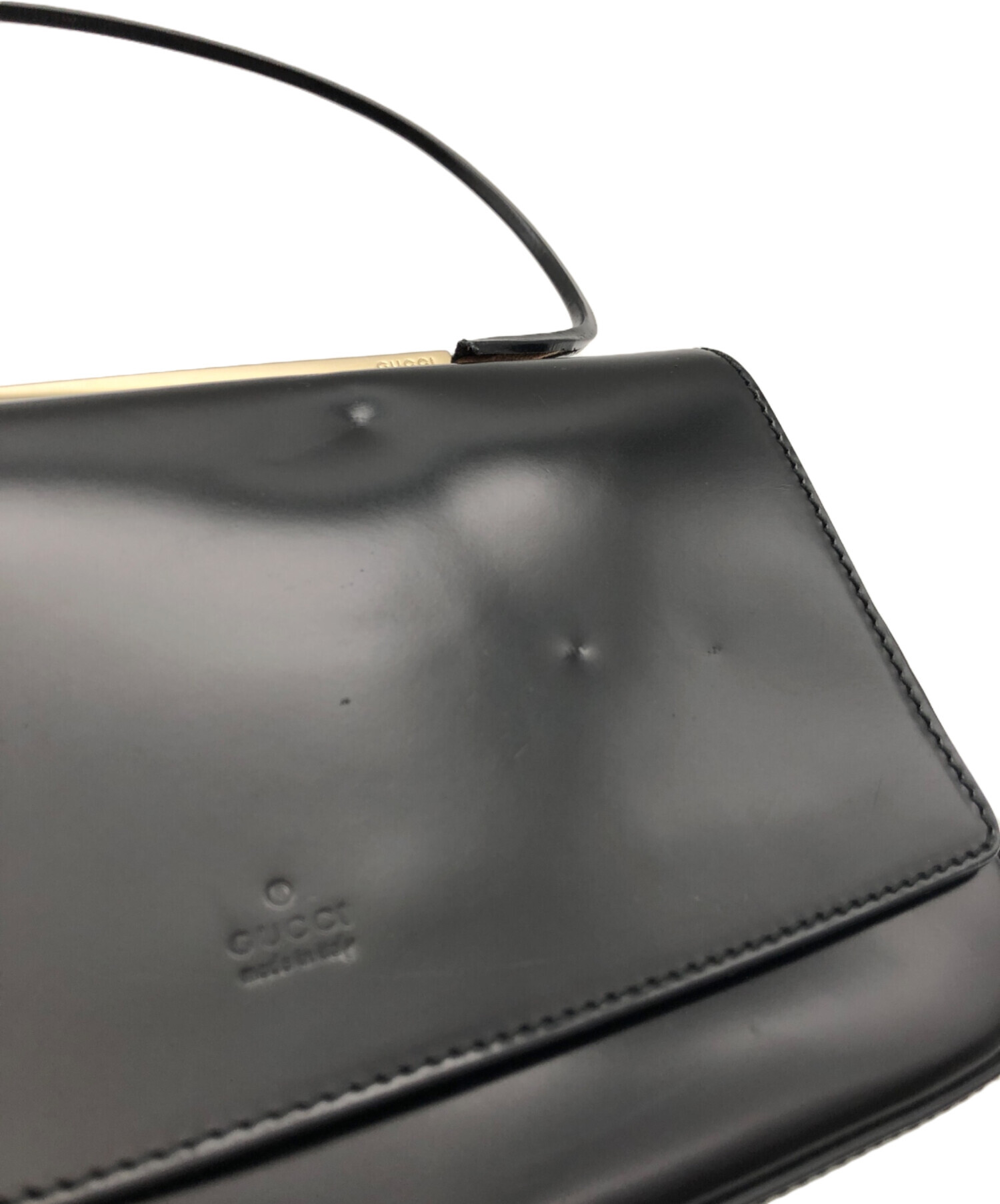 GUCCI グッチ エナメル ハンドバッグ 中古・古着通販】GUCCI (グッチ) エナメルハンドバッグ ブラック