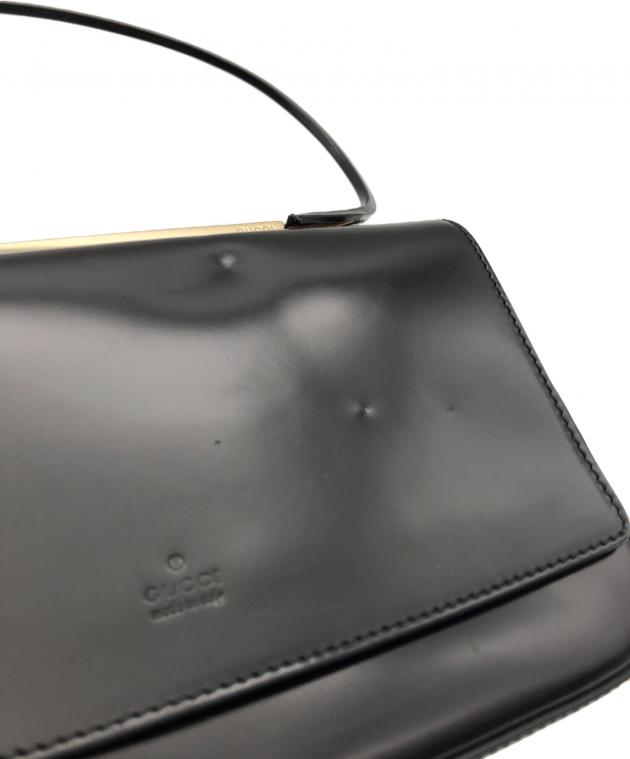 中古・古着通販】GUCCI (グッチ) エナメルハンドバッグ ブラック