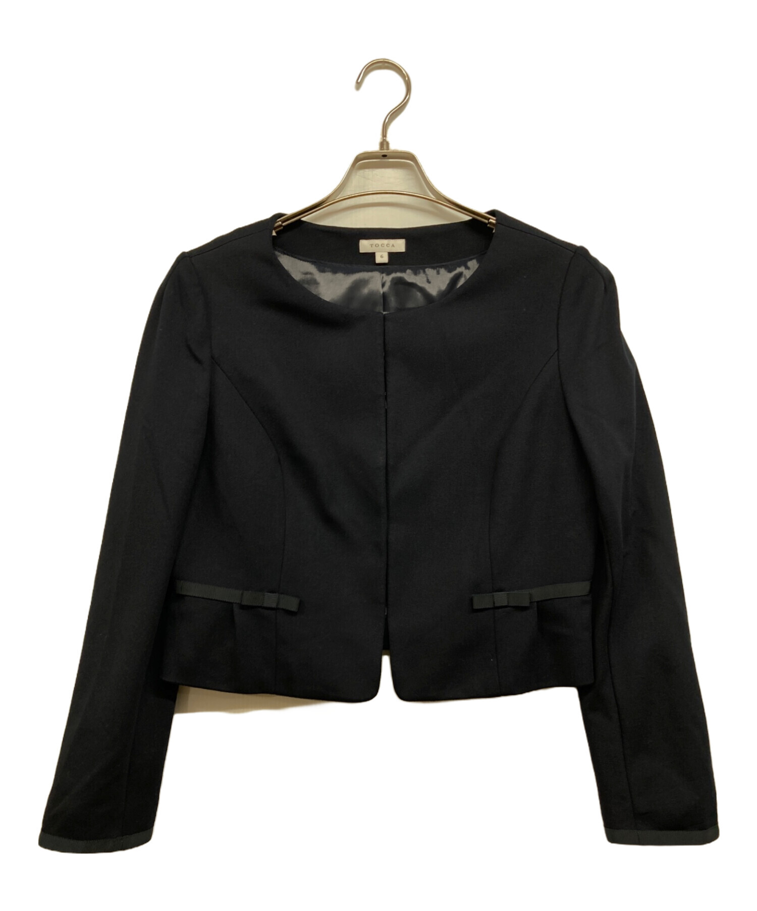 中古・古着通販】TOCCA (トッカ) ノーカラージャケット ネイビー