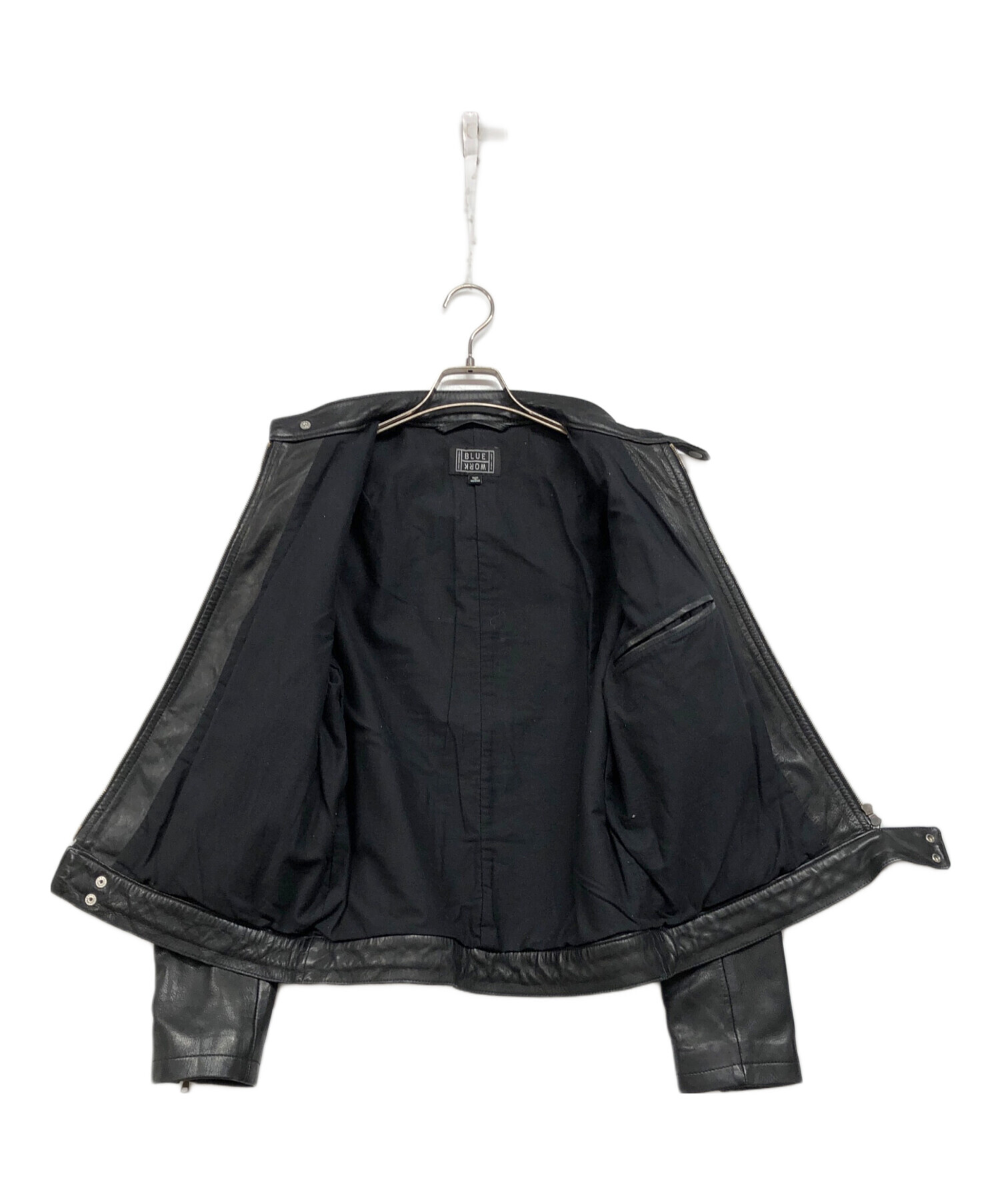 黒の革の半ハンコート 未使用 中古・古着通販】BLUE WORK (ブルーワーク) シングルラムレザー