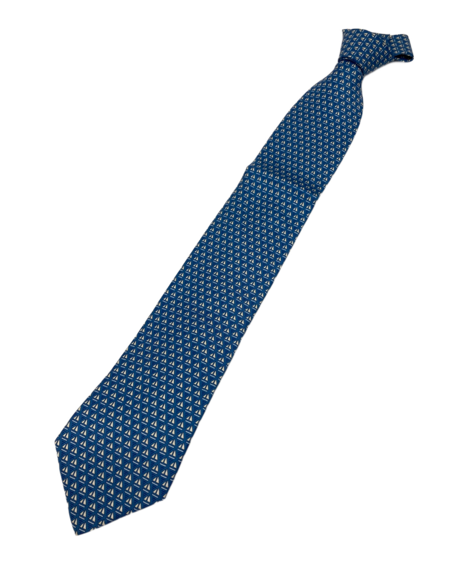 中古・古着通販】HERMES (エルメス) ヨット柄シルクネクタイ ブルー