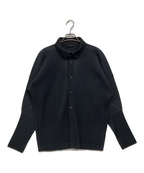 オムプリッセ イッセイ ミヤケ プリーツ シャツ Lサイズ ブラック 中古・古着通販】HOMME PLISSE ISSEY MIYAKE (オム プリッセ イッセイ