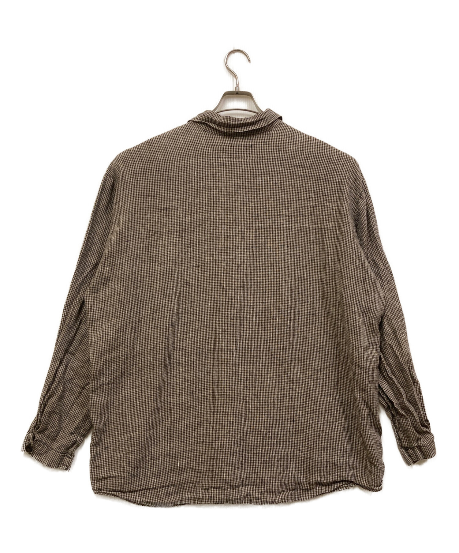 中古・古着通販】FLAX (フラックス) リネンチェックシャツ ベージュ