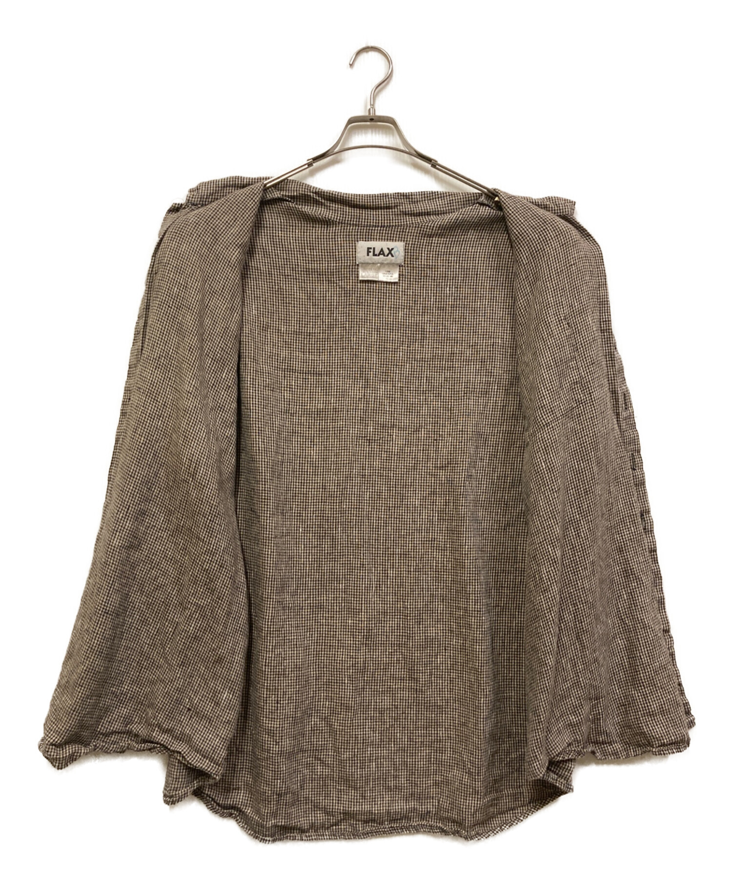 90〜00s flax フラックス　リネン　シャツ　ベージュ 中古・古着通販】FLAX (フラックス) リネンチェックシャツ ベージュ