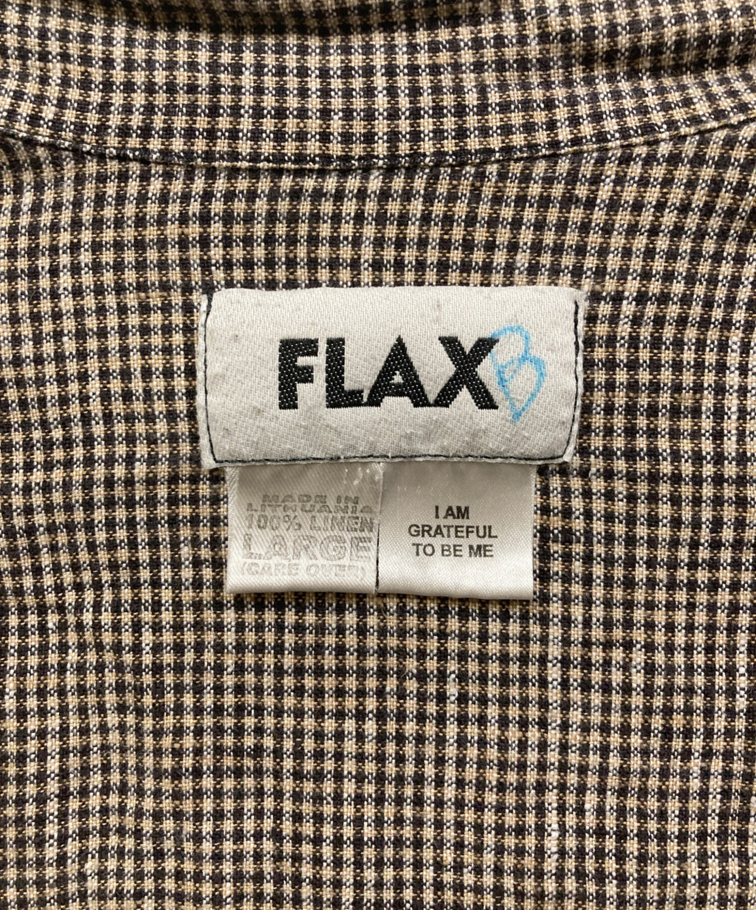 中古・古着通販】FLAX (フラックス) リネンチェックシャツ ベージュ