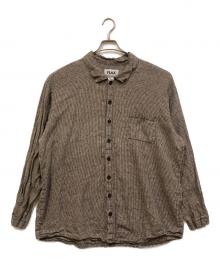 FLAX リネン100% ブラウン ジップ ジャケット M フラックス 古着 FLAX