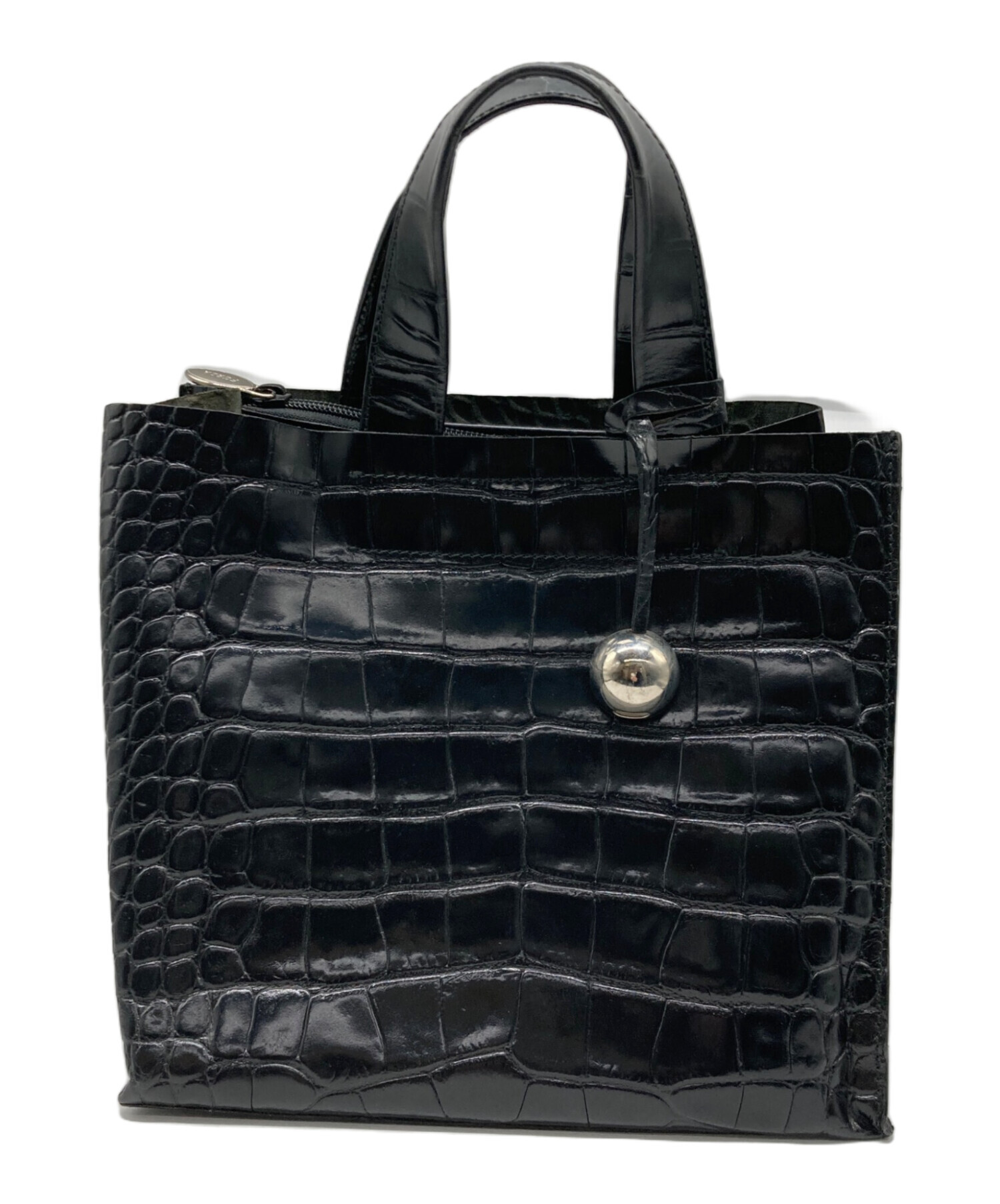 中古・古着通販】FURLA (フルラ) クロコ型押しハンドバッグ 中古・古着通販】FURLA (フルラ) クロコ型押しハンドバッグ