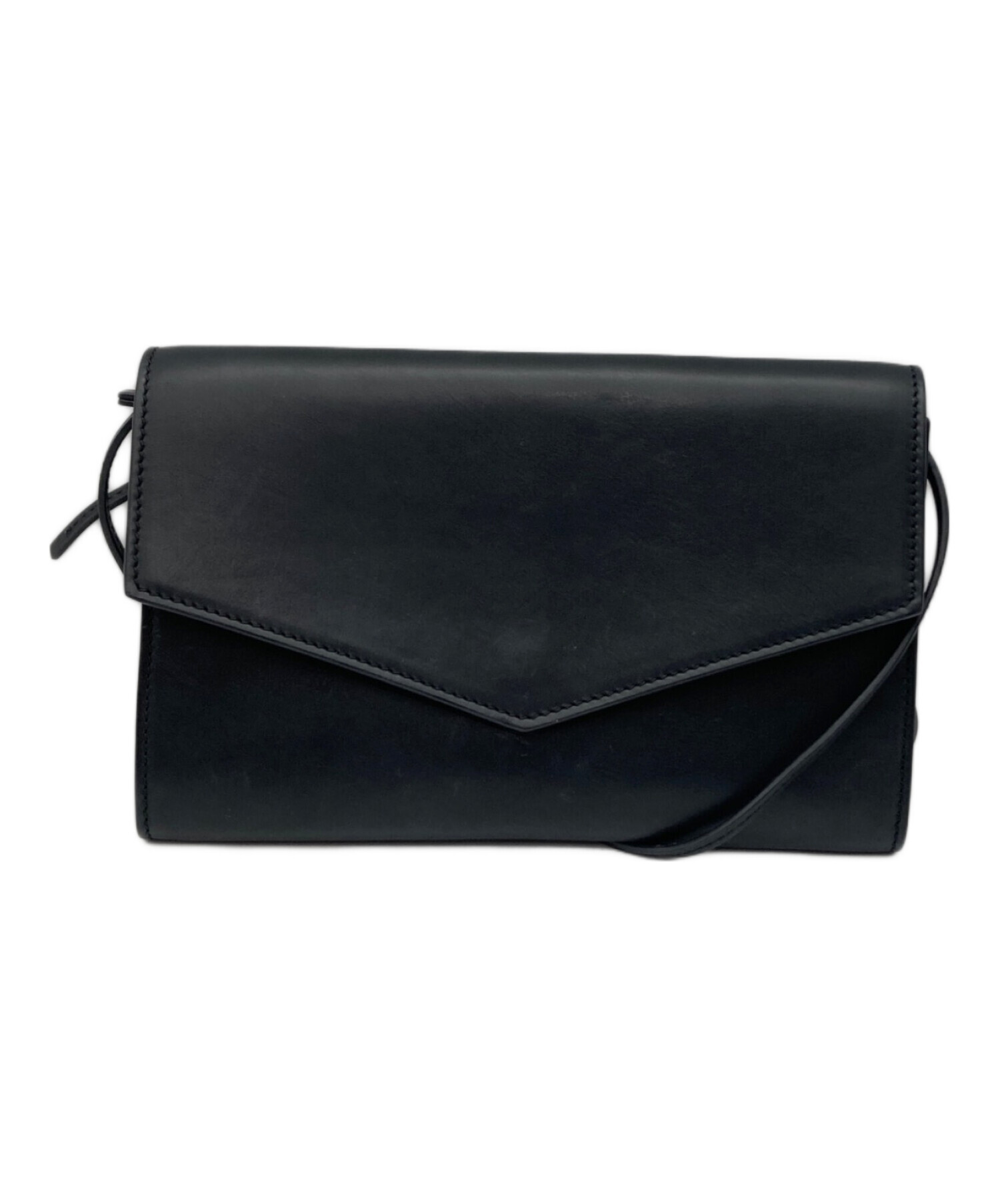 THE ROW ザ ロウ ENVELOPE レザーショルダークロスボディバッグ  ブラック 中古・古着通販】THE ROW (ザ ロウ) Envelop in Leather 2way