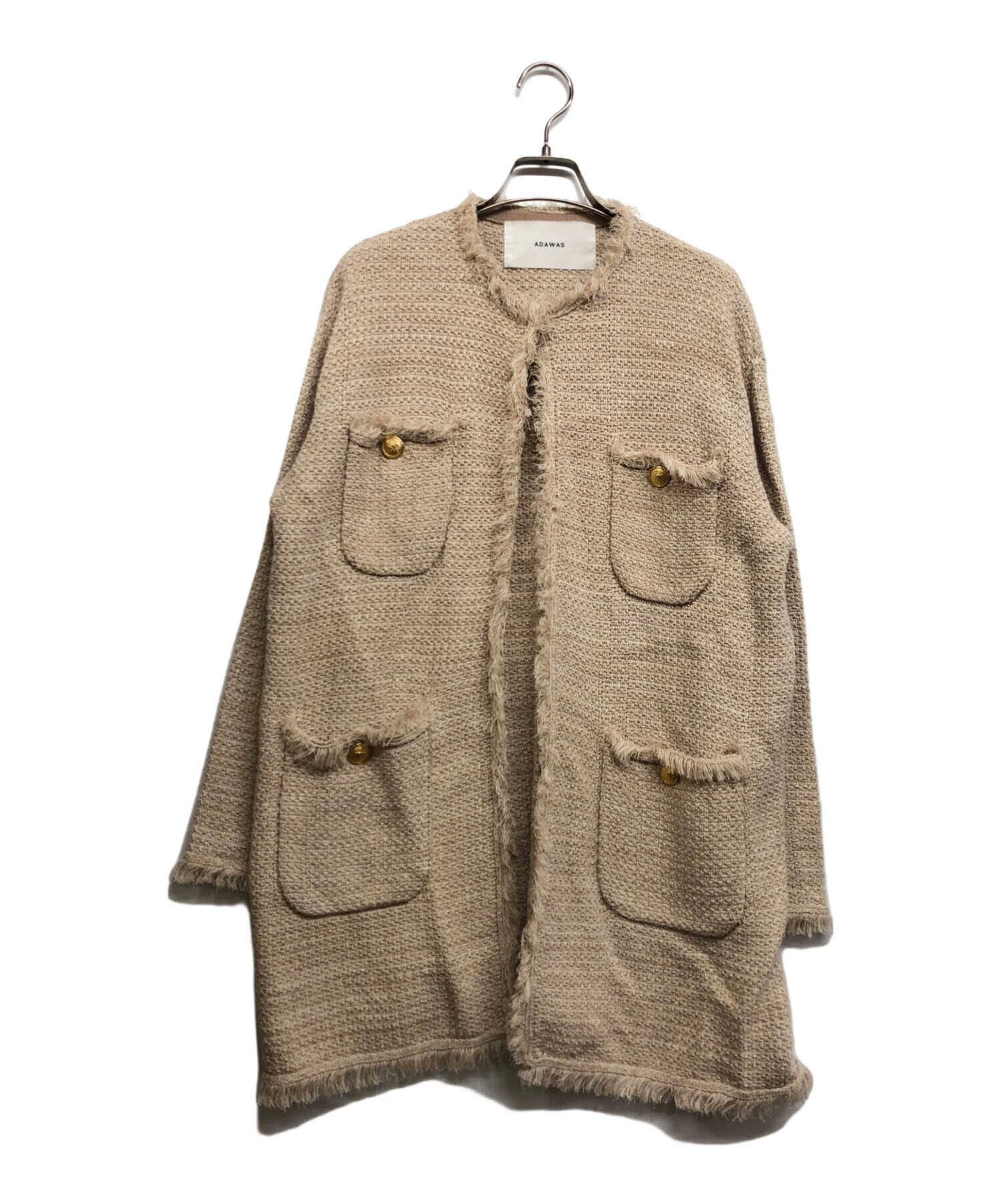 中古・古着通販】ADAWAS (アダワス) ノーカラーツイードジャケット