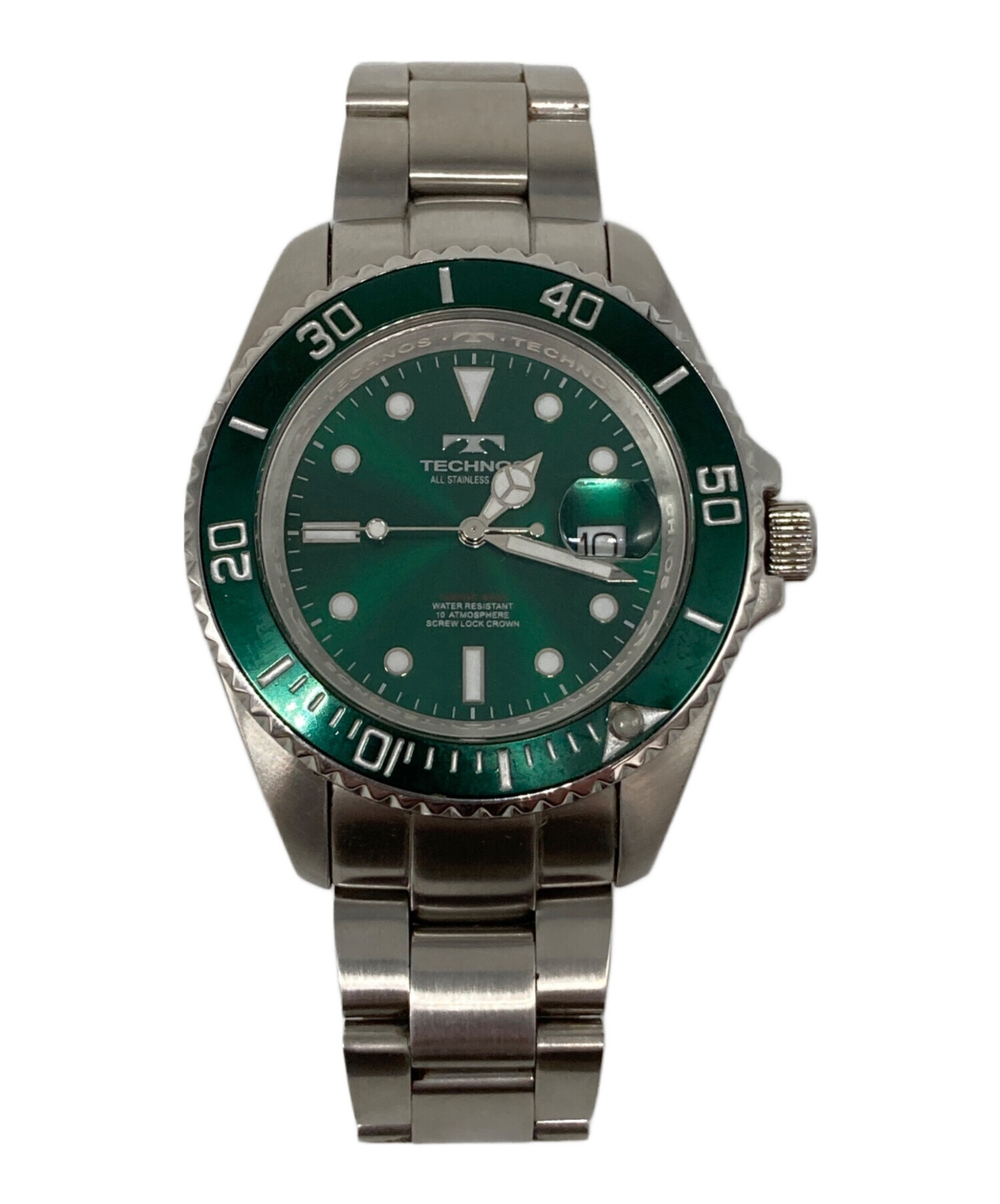【稼働品】TECHNOS テクノス ヴィンテージウォッチ 中古・古着通販】TECHNOS (テクノス) ダイバーズウォッチ グリーン