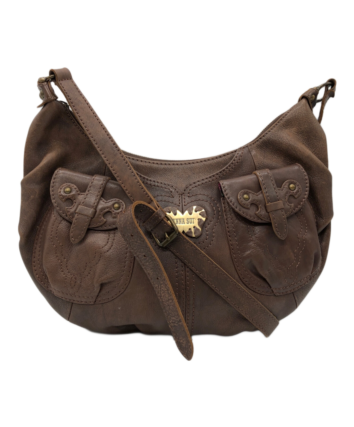 中古・古着通販】ANNA SUI (アナスイ) レザーショルダーバッグ