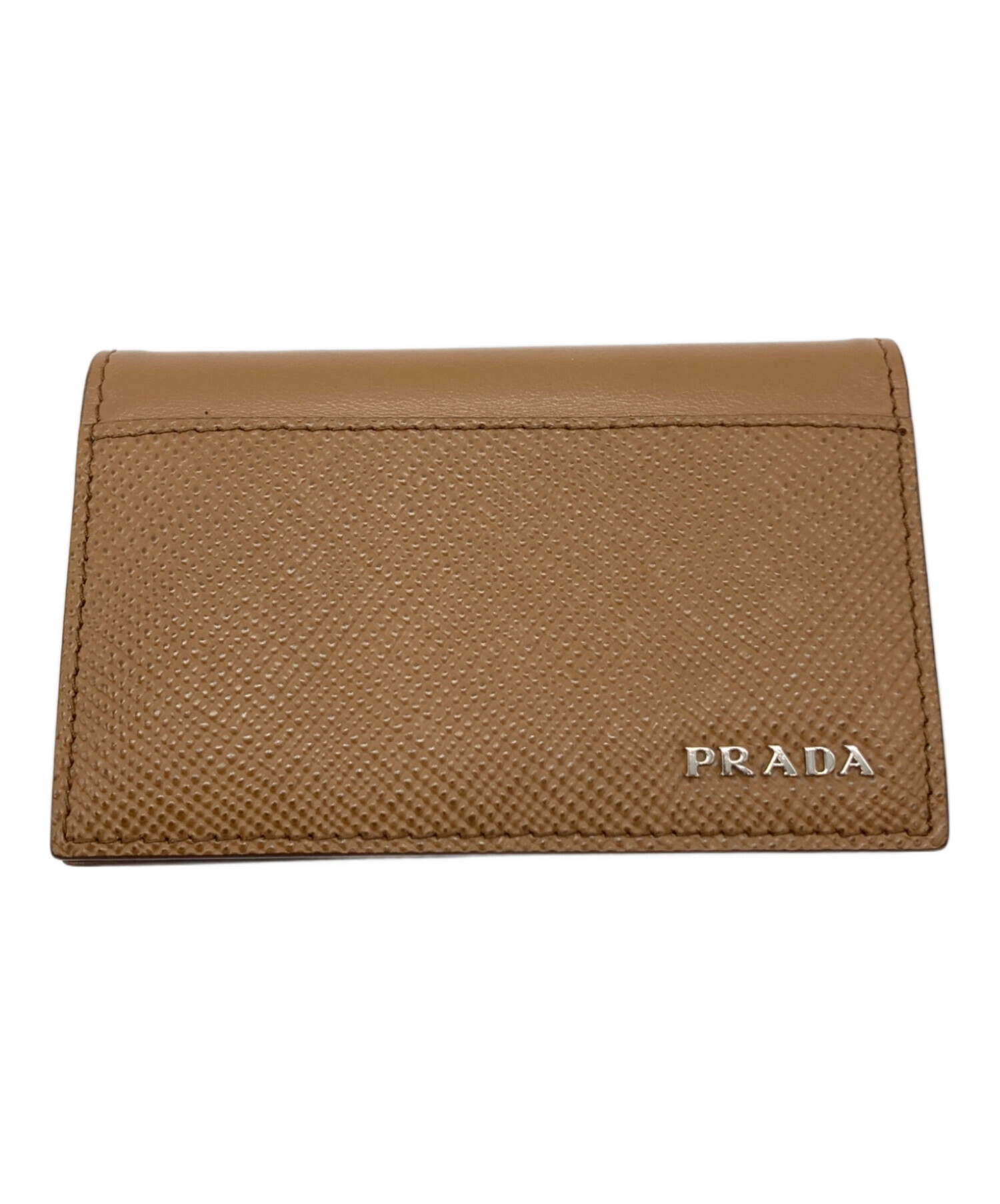 PRADA ベージュレザーケース 中古・古着通販】PRADA (プラダ) カードケース ベージュ｜ブランド
