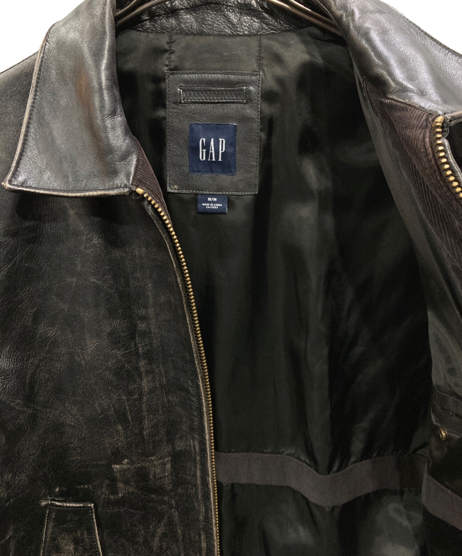 中古・古着通販】GAP (ギャップ) レザージャケット ブラック サイズ:M