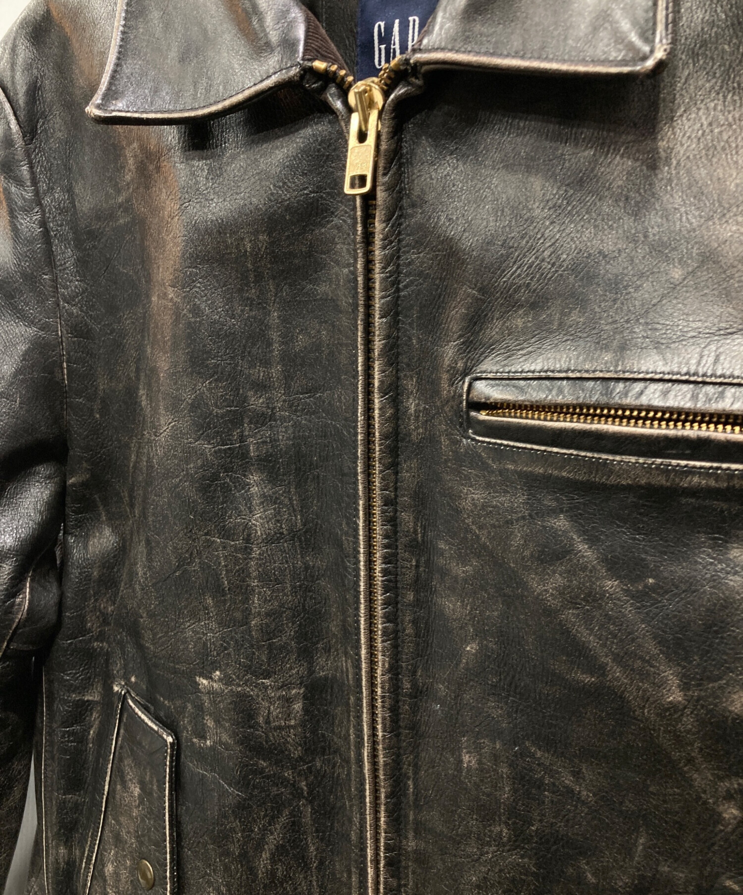 中古・古着通販】GAP (ギャップ) レザージャケット ブラック サイズ:M