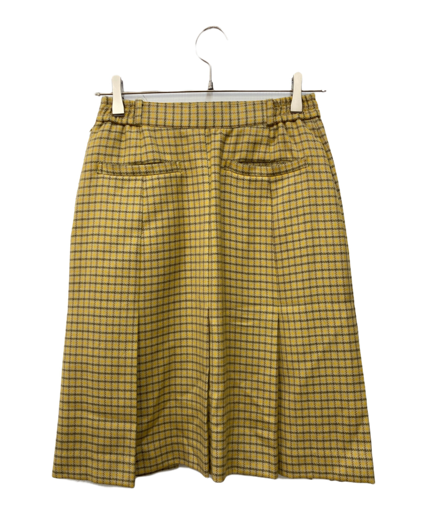 美品 クリスチャンディオール チェック柄プリーツスカート 黄色 S*CD103 美品 クリスチャンディオール チェック柄プリーツスカート 黄色 S