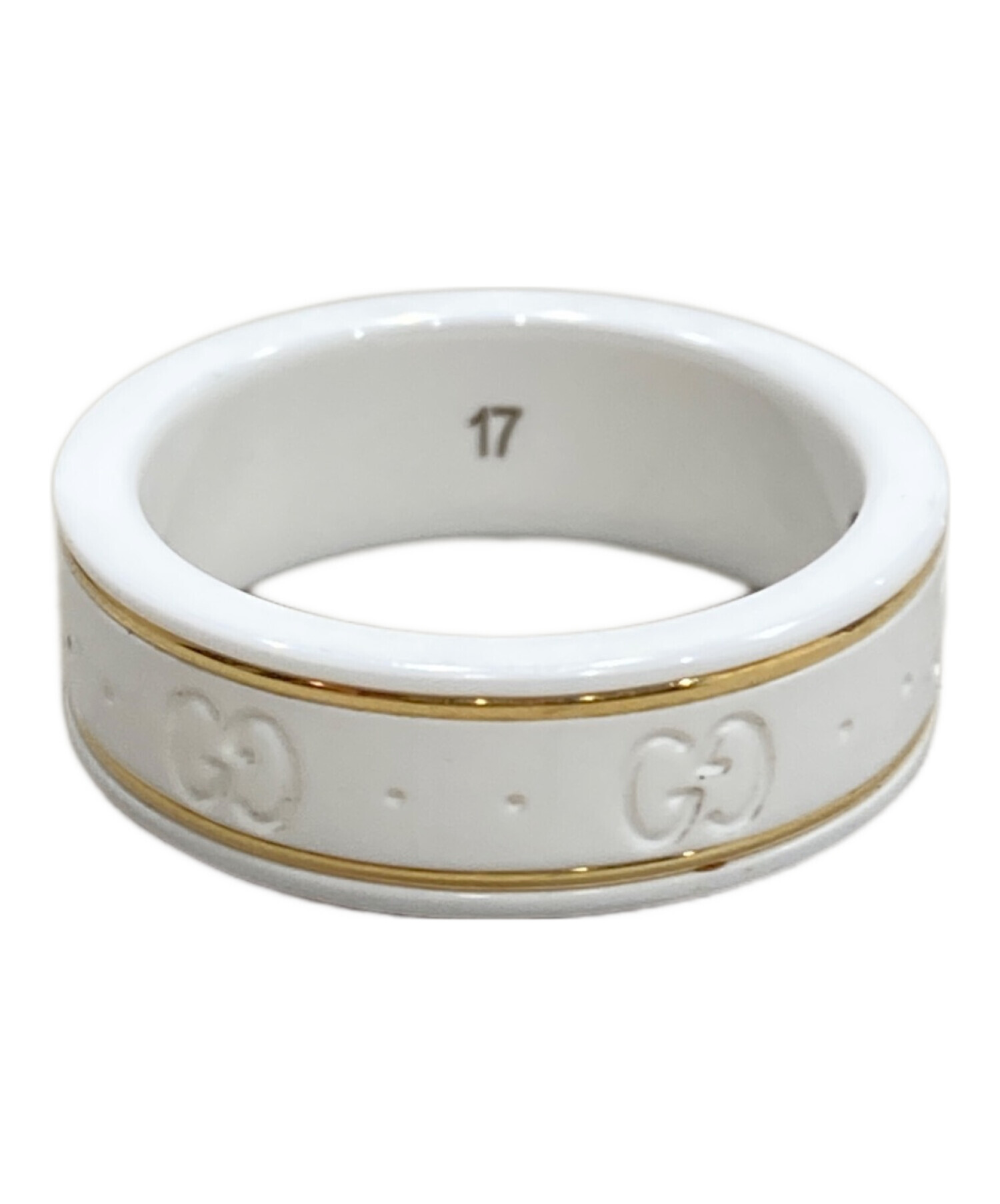 グッチ　指輪　GUCCI ホワイトリング サイズ17 中古・古着通販】GUCCI (グッチ) ホワイトジルコニアパウダー リング