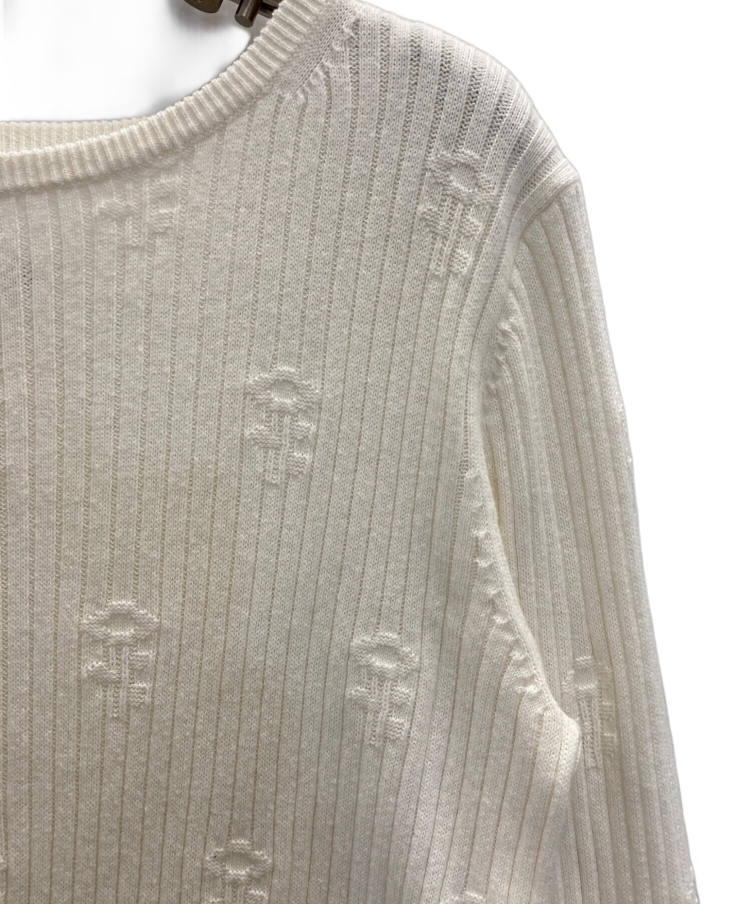 中古・古着通販】MUVEIL (ミュベール) フラワー刺繍リブニット 