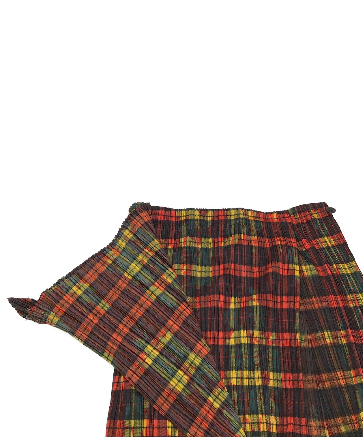 PLEATS PLEASE プリーツプリーズ チェック柄 ラップスカート 中古・古着通販】PLEATS PLEASE (プリーツプリーズ) チェックペイント