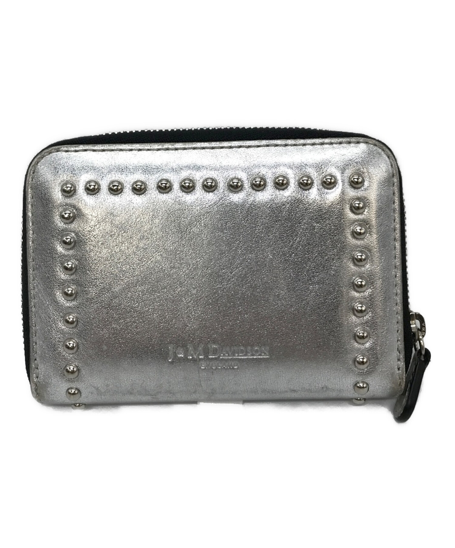 J&amp;M DAVIDSON SMALL ZIP PURSE W/STUDSシルバー J&M DAVIDSON - J&M DAVIDSON SMALL ZIP PURSE W/STUDSシルバーの通販