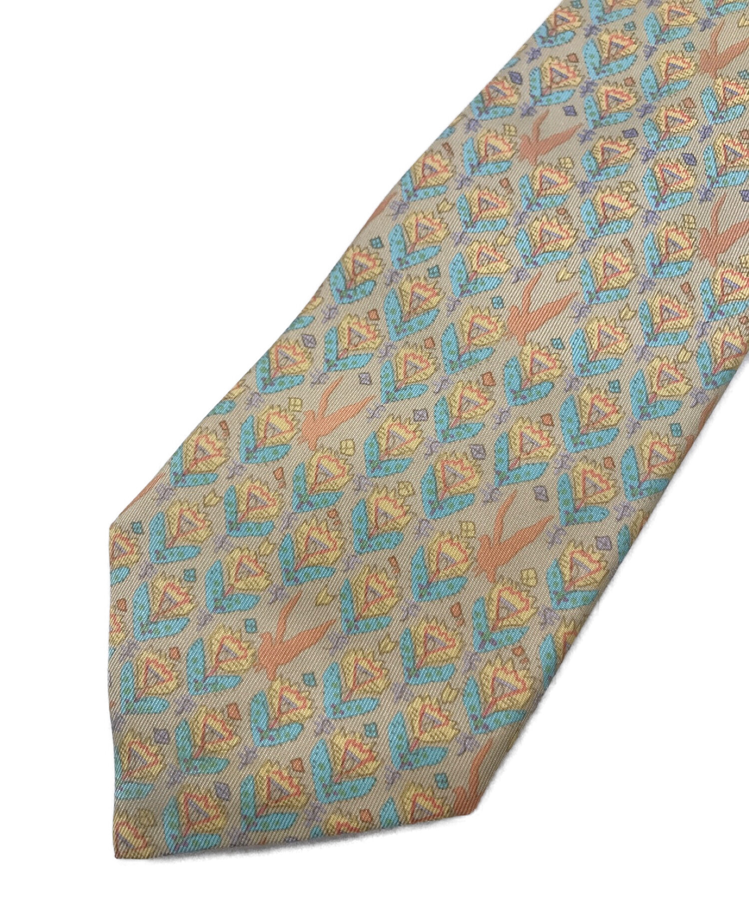 Hermès ネクタイ シルク ブラウン ベージュ 中古・古着通販】HERMES (エルメス) シルクネクタイ ベージュ サイズ